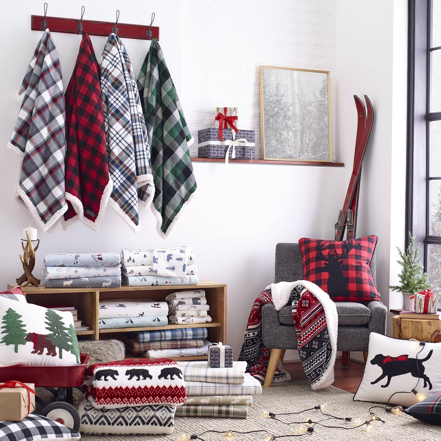 Eddie Bauer – Juego de sábanas de tamaño Queen, de franela de algodón, cepillado para mayor suavidad, acogedora decoración para el hogar (Geese