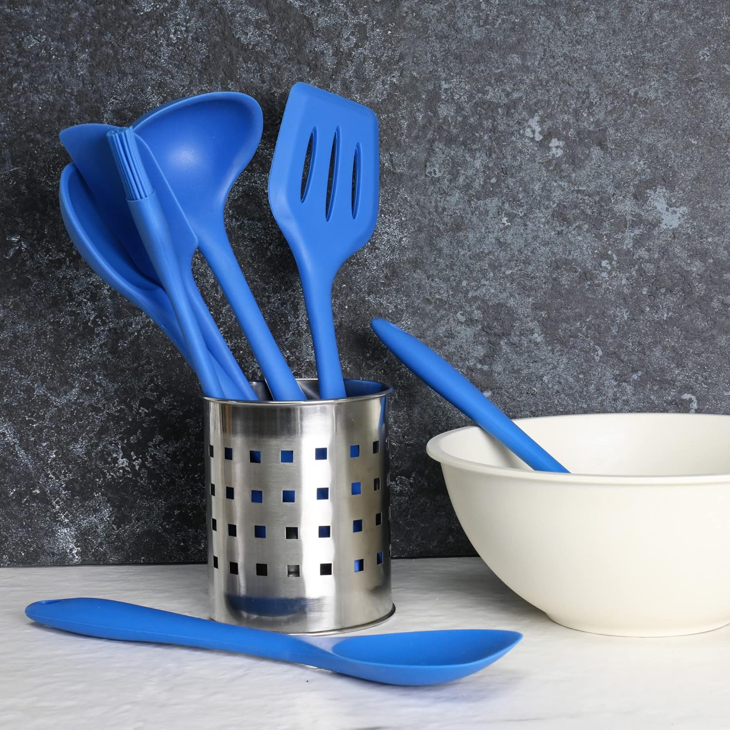 Chef Craft Espátula angular de silicona premium, 11 pulgadas, azul