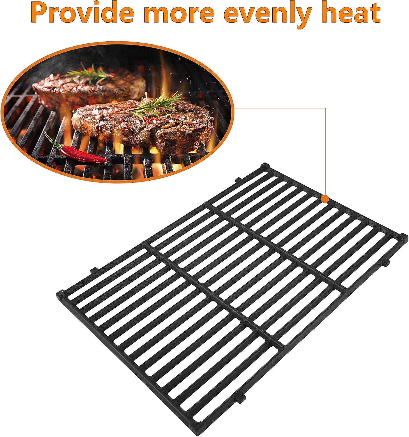 DELSbbq Rejillas de cocina de hierro fundido de 19.5 pulgadas para parrilla de gas Weber Genesis E-310 E-320 E-330, Genesis S-310 S-320 S-330,