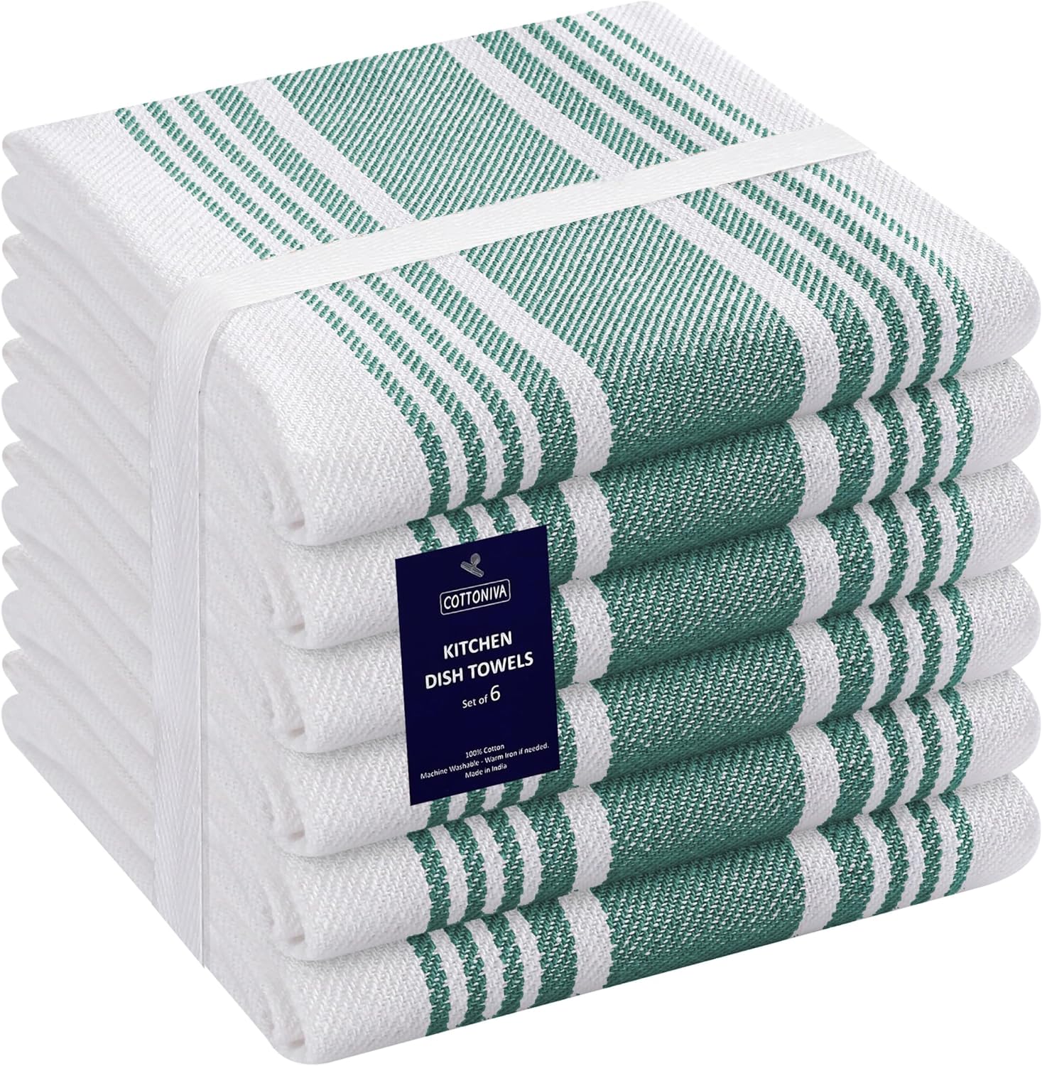 Juego de 6 toallas de cocina color verde azulado para secar platos de 16 x 26 pulgadas, toallas de mano de cocina, toallas de cocina absorbentes,
