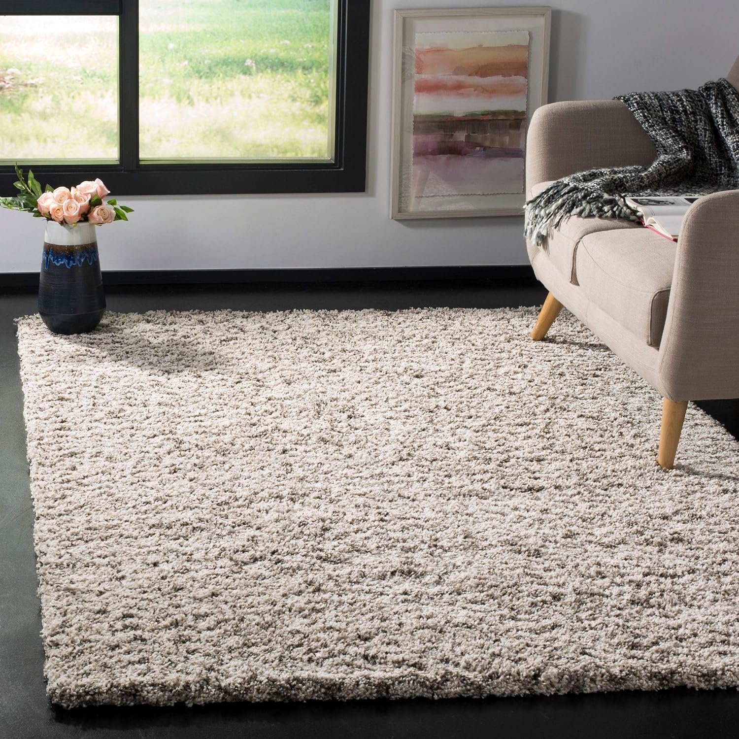 SAFAVIEH Hudson Shag Collection – Alfombra de área de 6 x 9 pies, diseño de cheurón, no desprende pelusa y de fácil cuidado, 2 pulgadas de grosor,