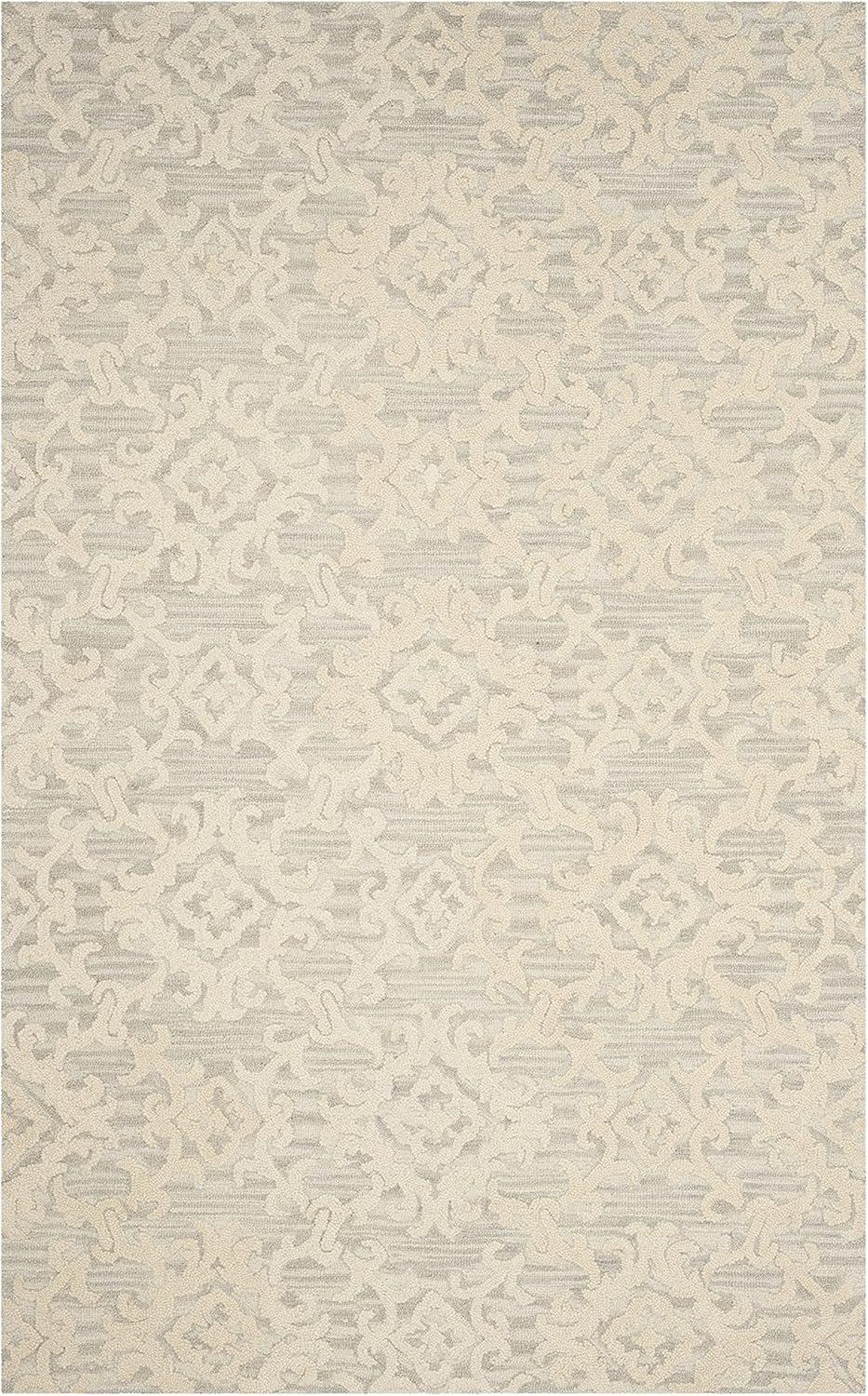 SAFAVIEH Blossom Collection BLM104A – Alfombra de lana de primera calidad, hecha a mano, 6 x 9 pies, color grismarfil