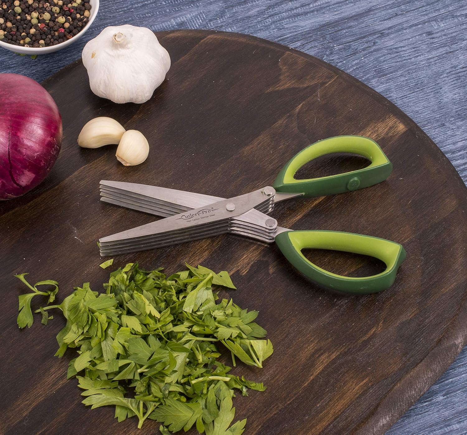 Tijeras de hierbas de 5 cuchillas y tijeras de cocina, cuchillas de acero inoxidable
