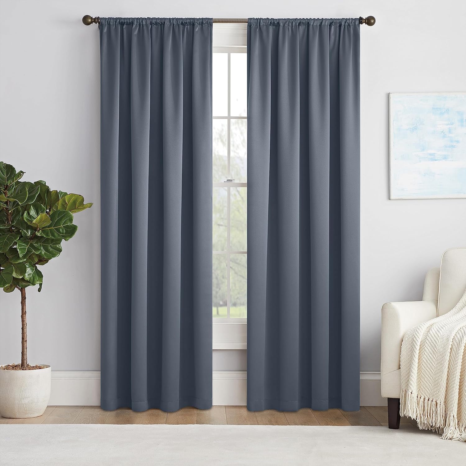 Eclipse Thermapanel – Cortina sólida para oscurecer la habitación, con bolsillo para cortinero, para dormitorio (1 panel), panel de cortina de 54 x