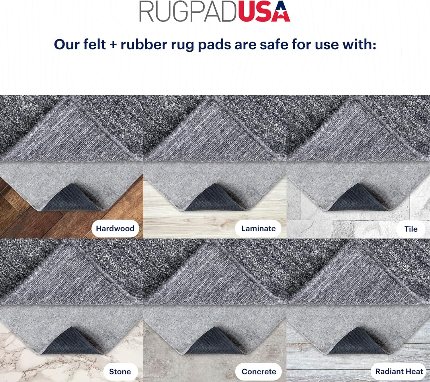 RUGPADUSA – Acolchado antideslizante mejorado de doble superficie de fieltro y goma, de 9 x 12pies x 38de pulgada de espesor, añade comodidad y