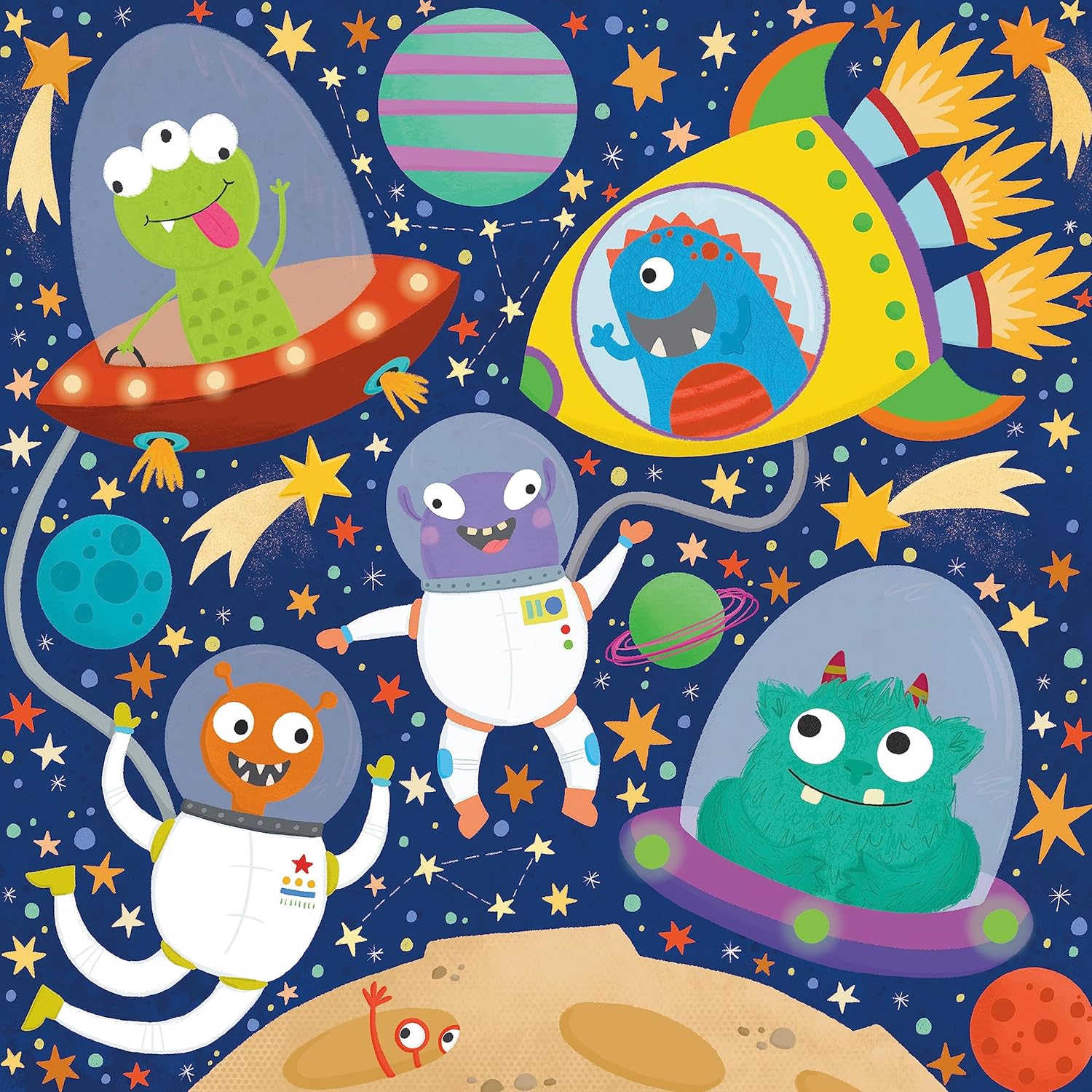 Ceaco – Brillan en la oscuridad – Space Aliens – Rompecabezas de 100 piezas