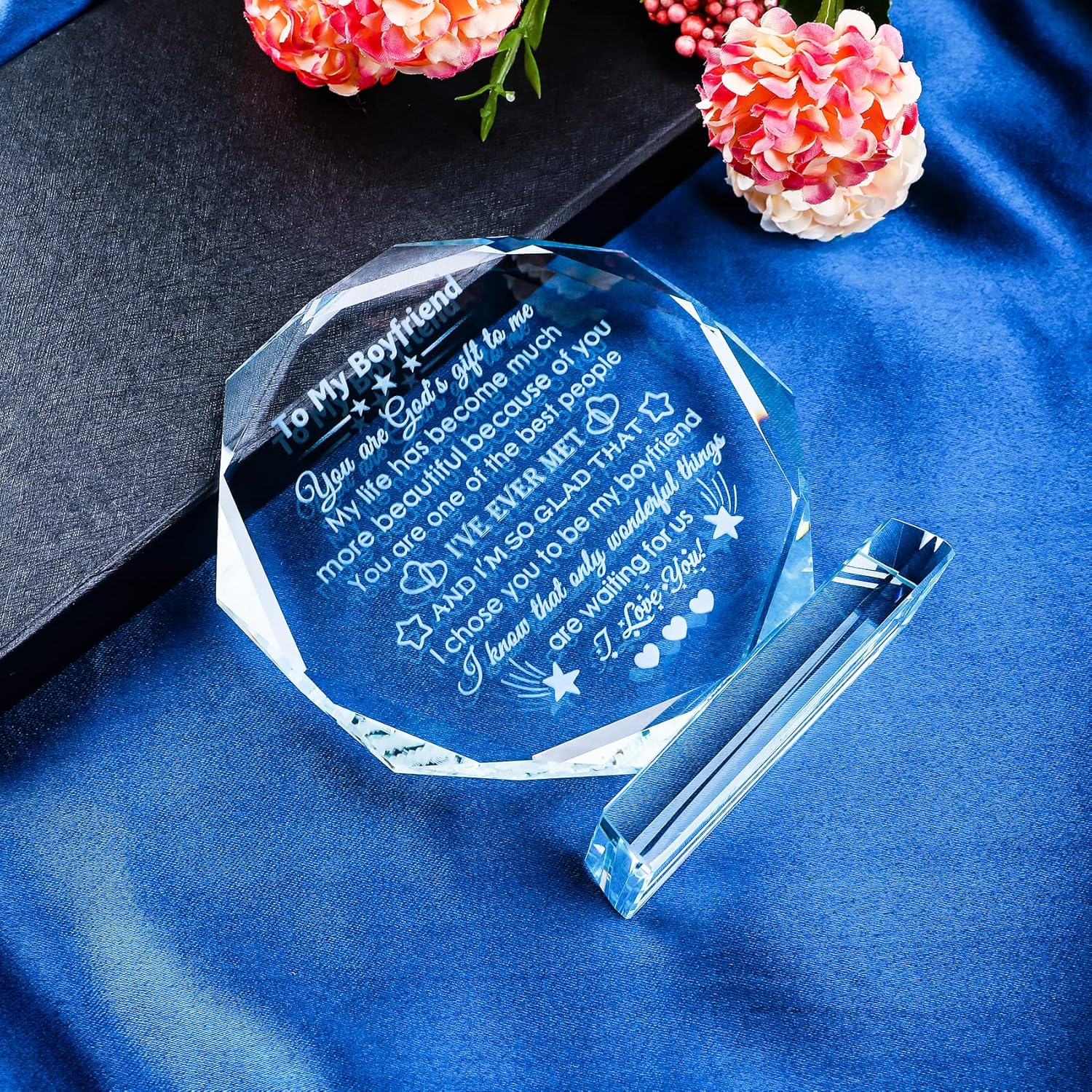 YWHL Regalos románticos para novio de novia, recuerdo de cristal único para mi novio, regalos de cumpleaños, aniversario, día de San Valentín,