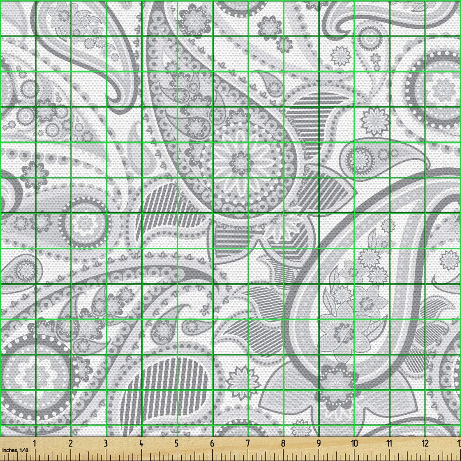 Ambesonne The Yard – Tela de cachemira suave, digital, tradicional, persa ornamentada, con imagen de trazería, tela decorativa para tapicería y
