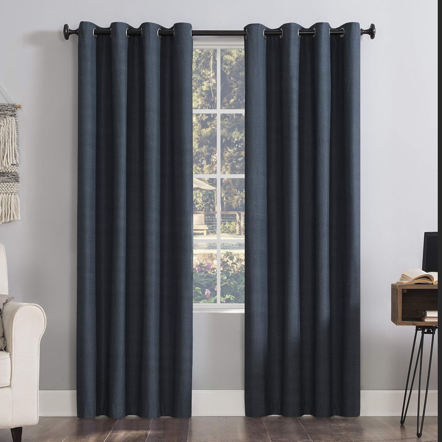 Sun Zero Columbia – Paquete de 2 paneles de cortinas térmicas con ojales, 100 % opacas, ahorro de energía, 50 x 108 pulgadas, color azul marino