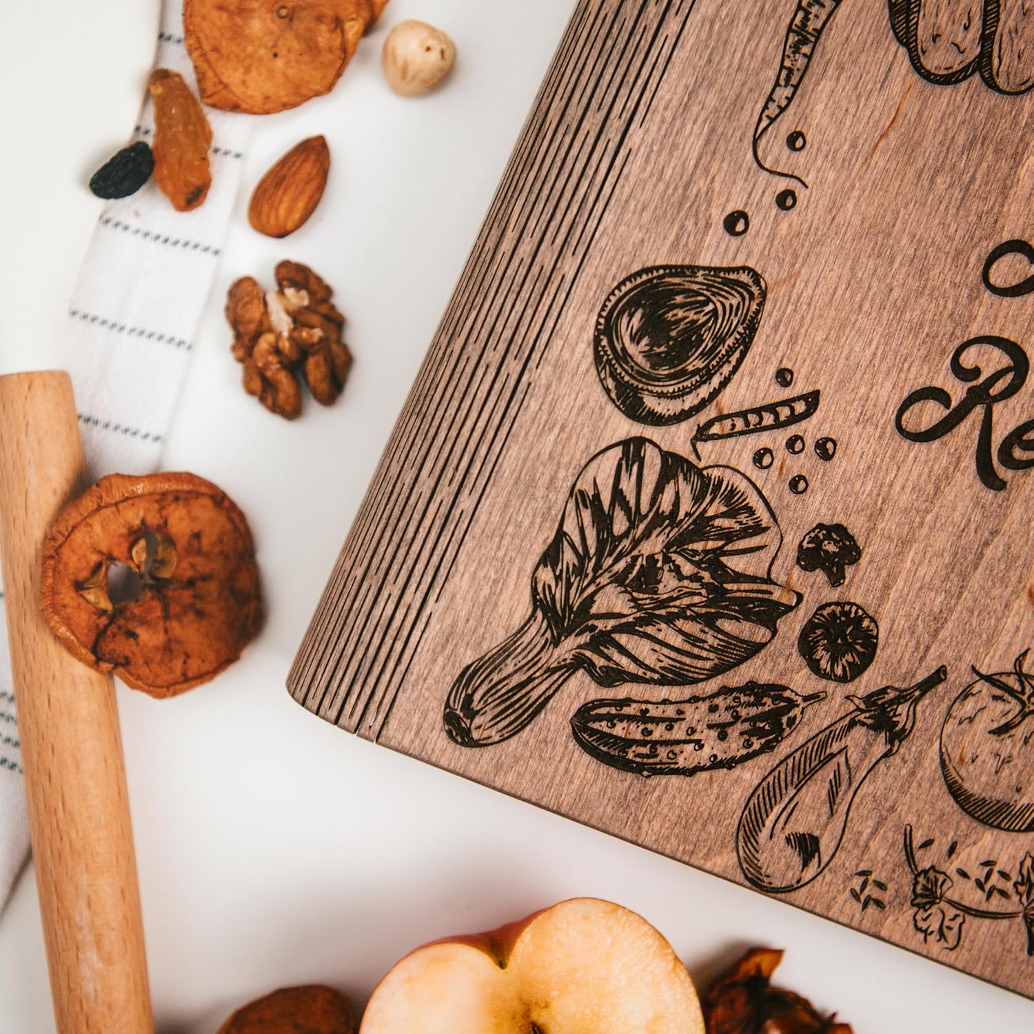 ENJOY THE WOOD Personalized Recipe Book Binder – Wooden Blank Family Cookbook Journal to Write in Your Own Recipes – Customized Recipe Binder,