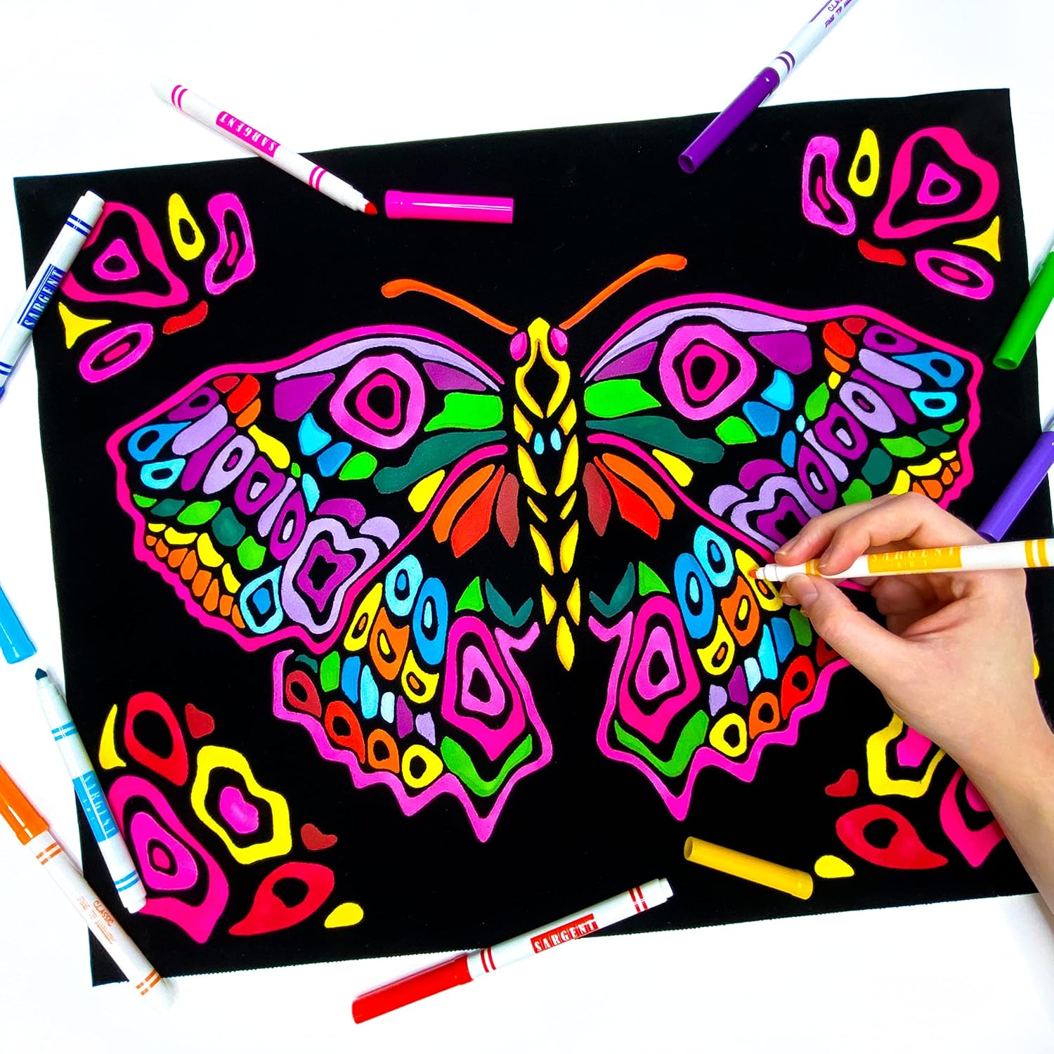 Póster de mariposa pintada para colorear, incluye 3 diseños (1 grande y 2 pequeño), para niños, niños pequeños, adolescentes y adultos hermosa