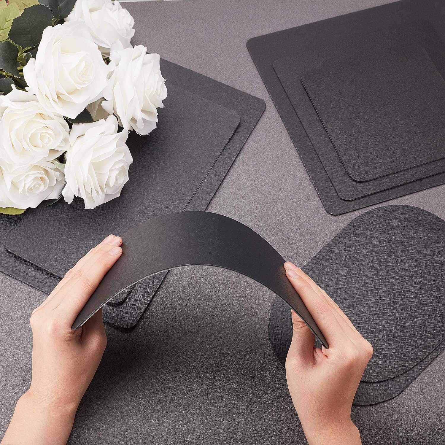 PH PandaHall Moldeador de base de bolso, 8 estilos de plástico negro rectángulocuadradoovalado para bolsas de bolsas para mantener la forma para