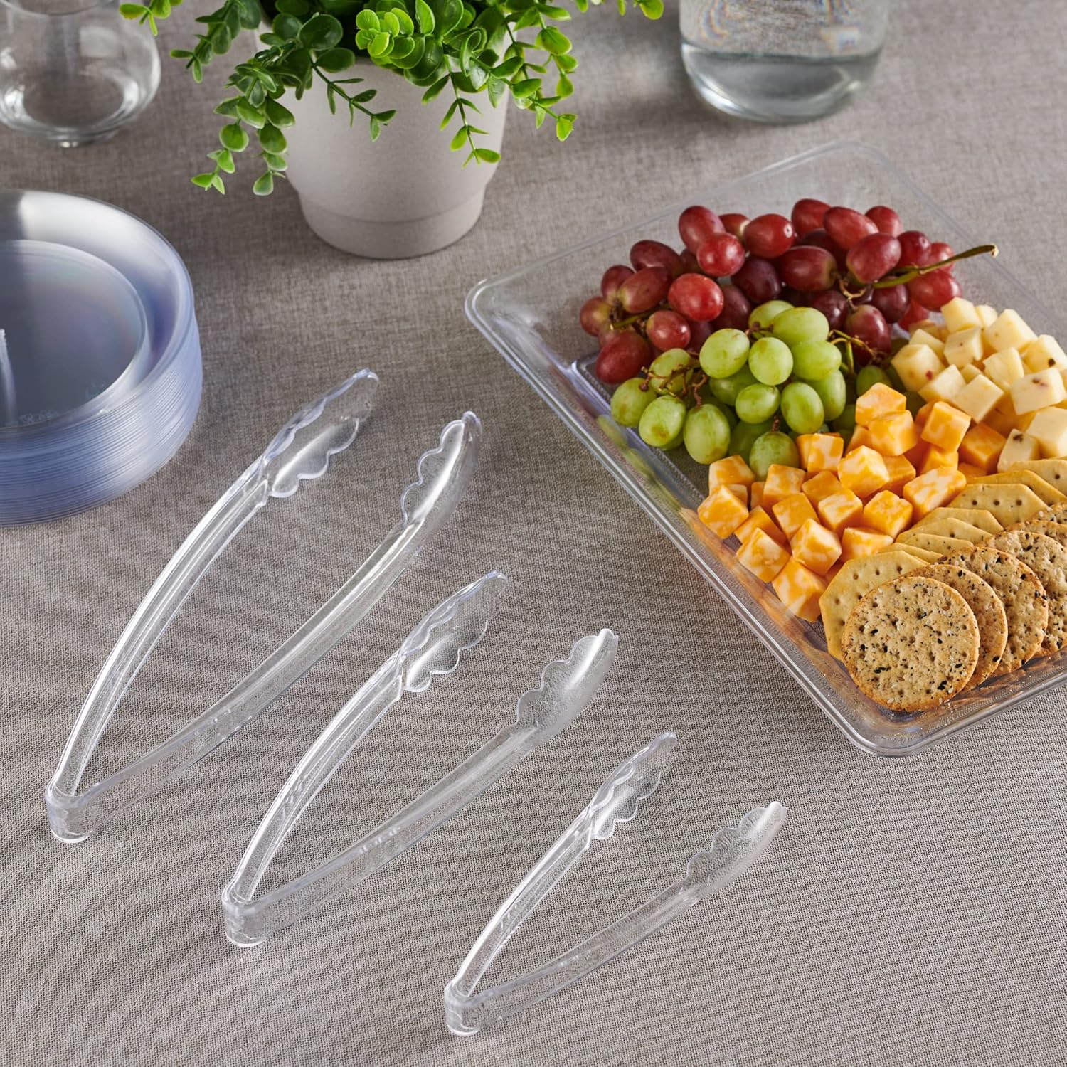 Juego de pinzas transparentes Plasticpro 4 pinzas de 7.5 pulgadas, 9 pulgadas, 12 pulgadas, para servir resistentes y reutilizables, para cocina y