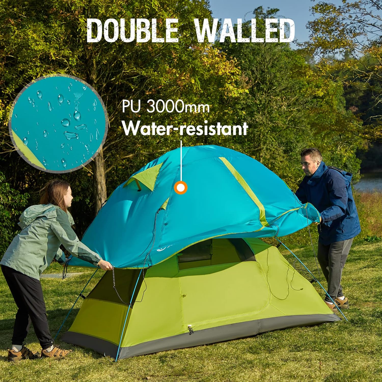 PORTAL 23 Person Backpacking Tent, 3 Season Ultralight Hiking Tent, Lightweight Water Resistant Camping Tent with Two Wide Door, Extra Space