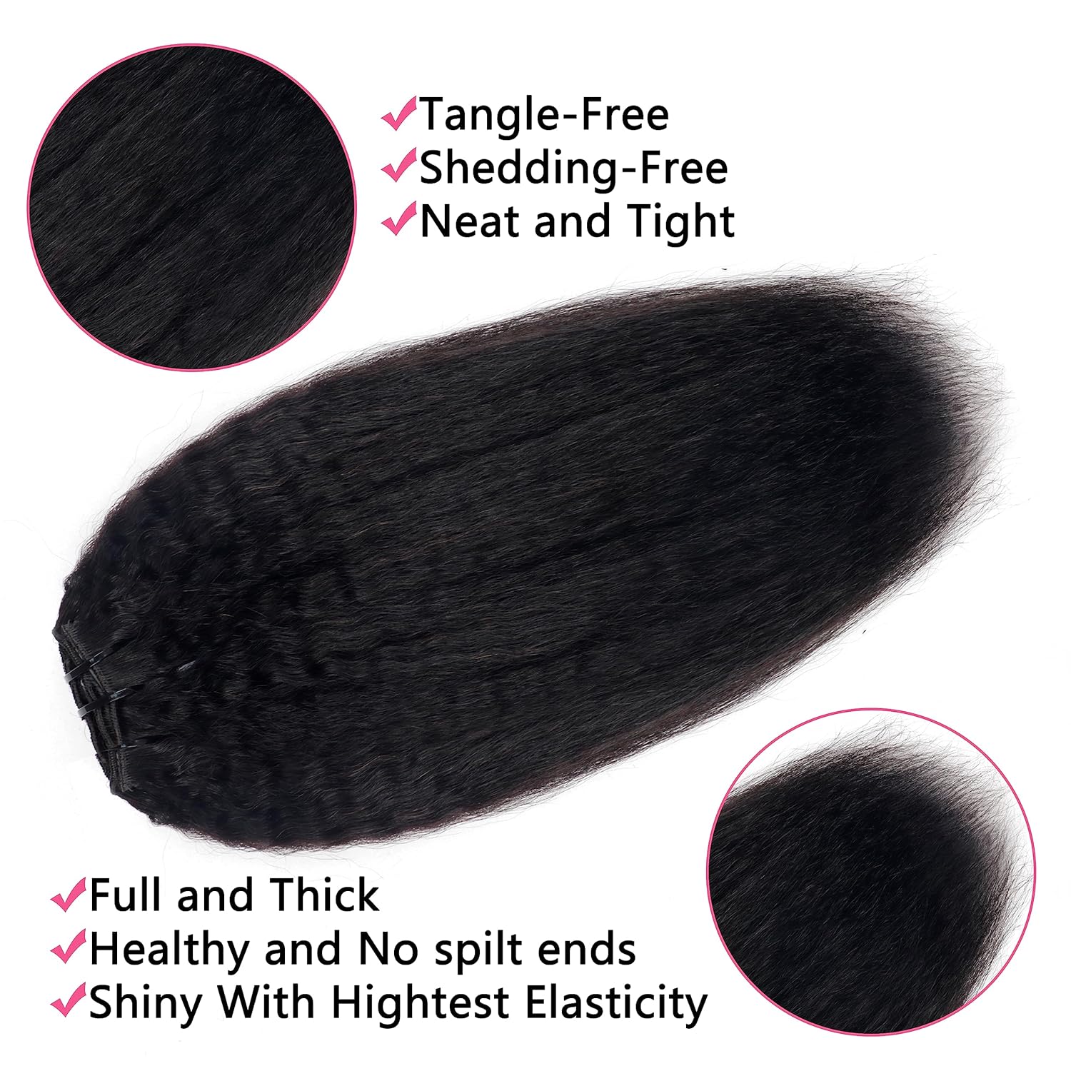 Extensiones de cabello humano real con clip, color negro natural, doble trama, para mujeres, 12 pulgadas, 4.23 oz, 8 unidades, 4.23 oz