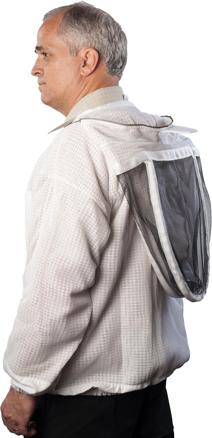 Chaqueta de apicultura forestal  Chaqueta ventilada con capucha de velo de esgrima, chaqueta de apicultura premium YKK con cremalleras de latón,