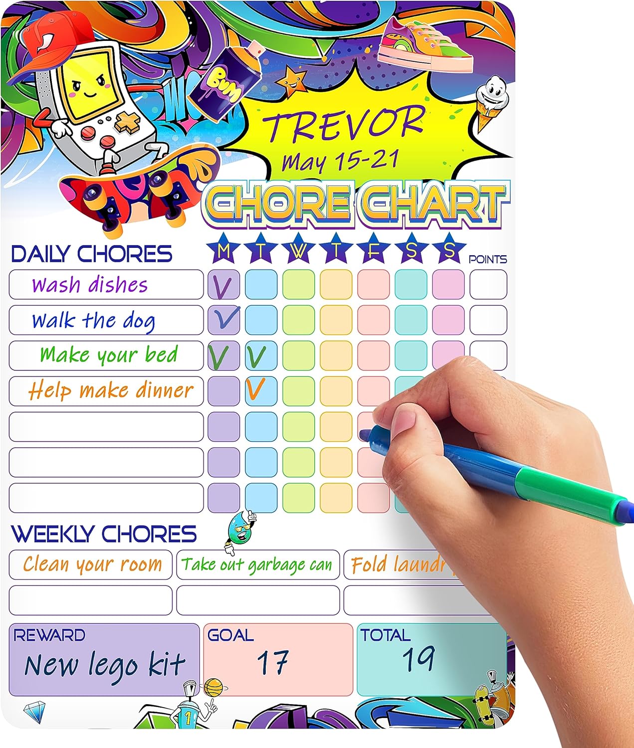 Tabla magnética de tareas para niños de 8.5 x 12 pulgadas  Tabla de tareas de borrado en seco magnética  Tabla de tareas semanal para niños