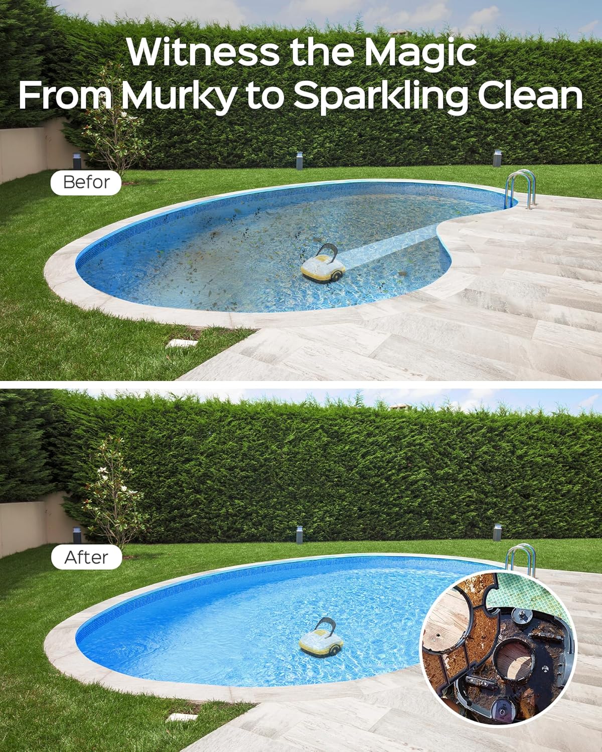 WYBOT Osprey 200 – Limpiador robótico inalámbrico para piscinas, aspiradora automática de piscina, potente succión, doble motor, ideal para piscina