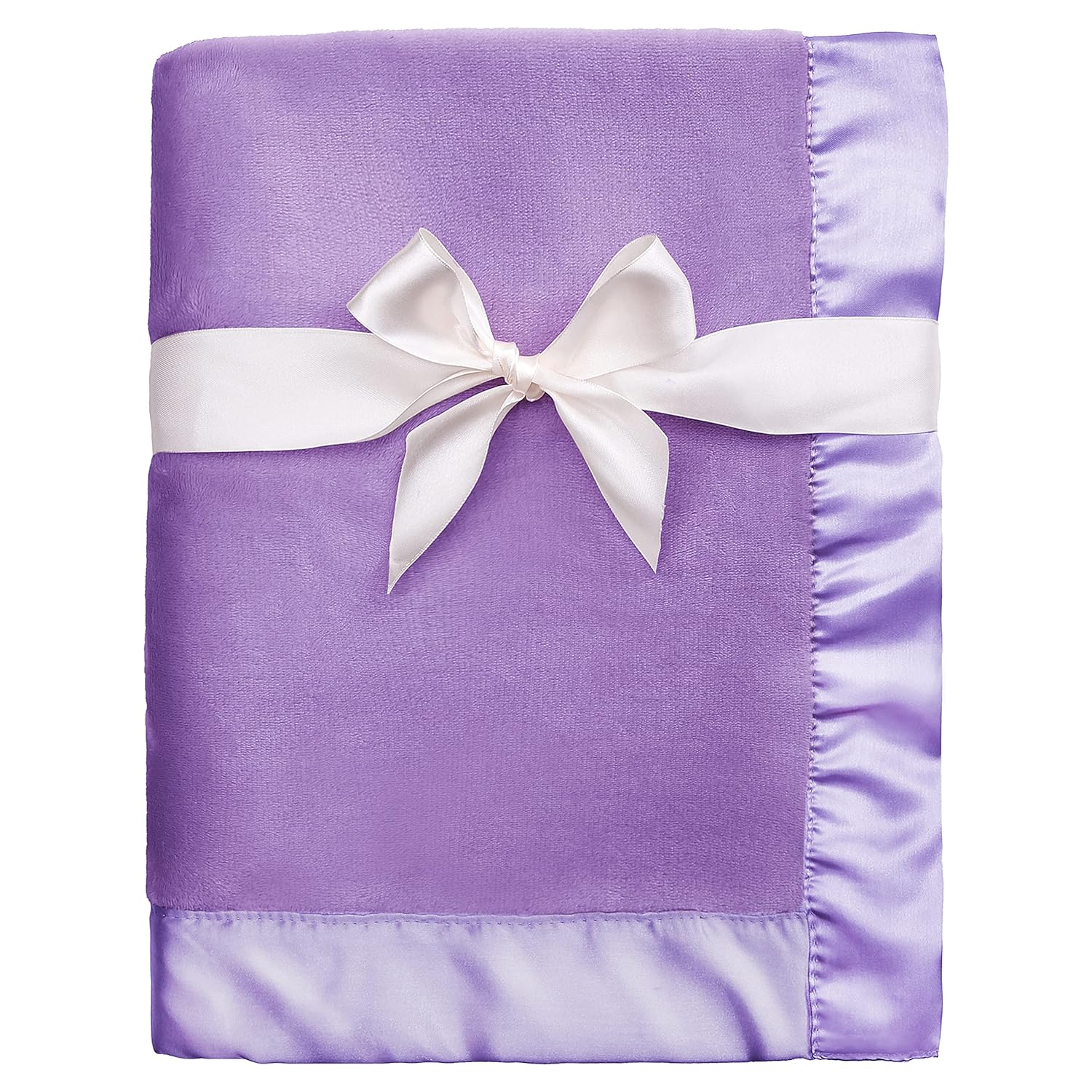 Pro Goleem Manta de vellón para bebé con ribete satinado de 2 pulgadas, manta de felpa suave para niños y niñas para bebés, color morado, 30 x 40