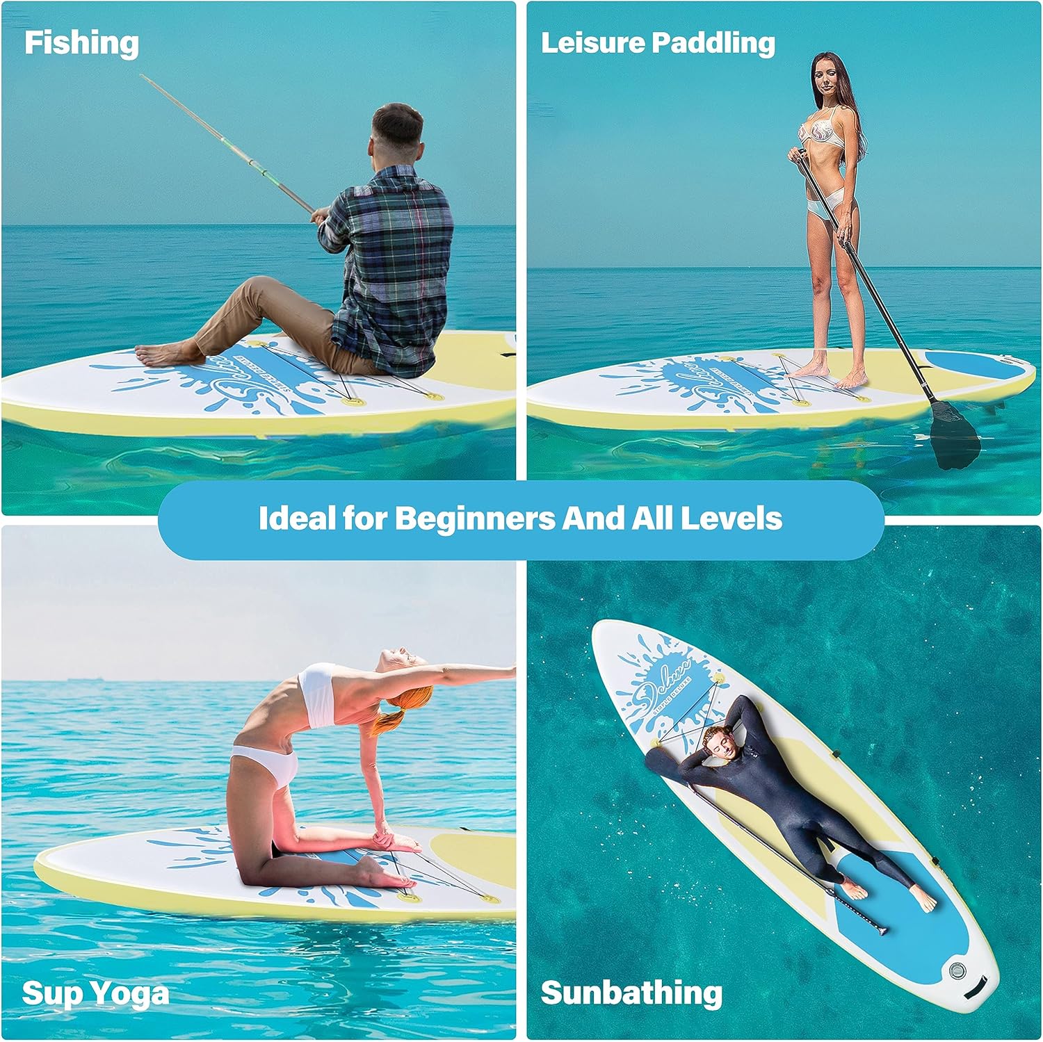 Tabla de remo inflable Simple Deluxe Premium para todos los niveles de habilidad, tablas de remo rosa para adultos y jóvenes, tablas de remo