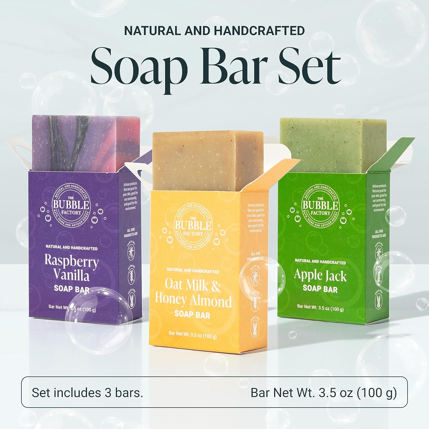 The Bubble Factory Foodie Collection – Hecho a mano en los Estados Unidos, sin aceite de palma, jabón en barra totalmente natural, paquete variado