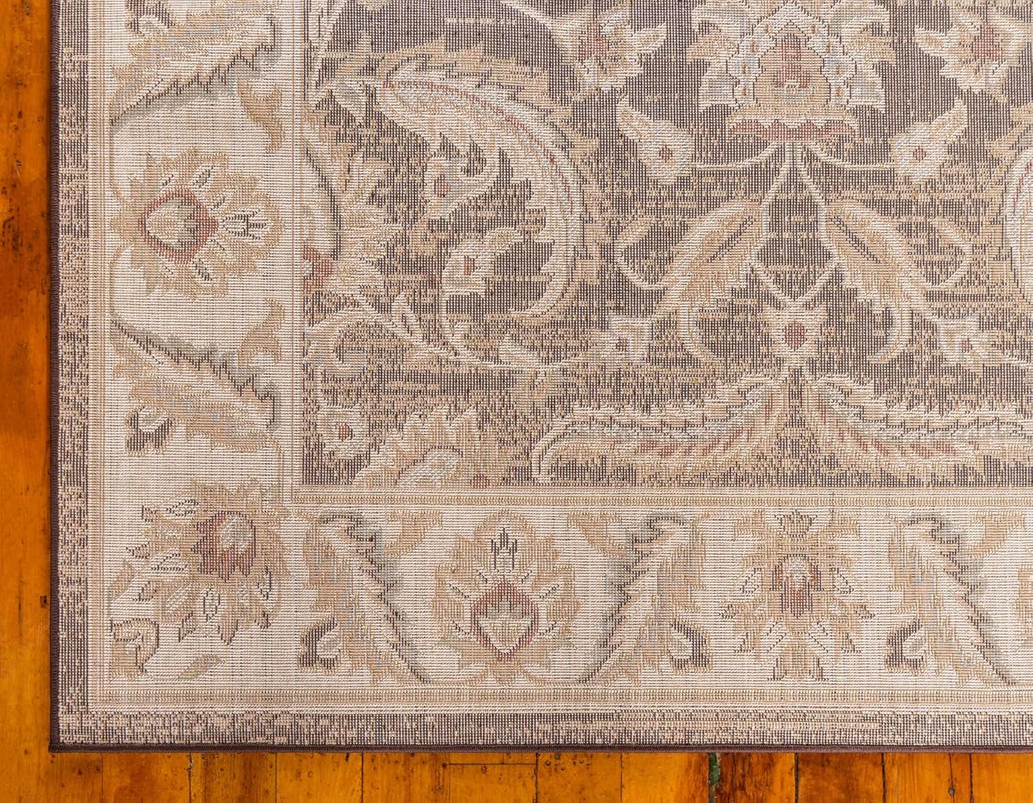 Unique Loom – Colección Voyage – Alfombra redonda tradicional oriental, marrón, Polipropileno, MarrónAzul Claro