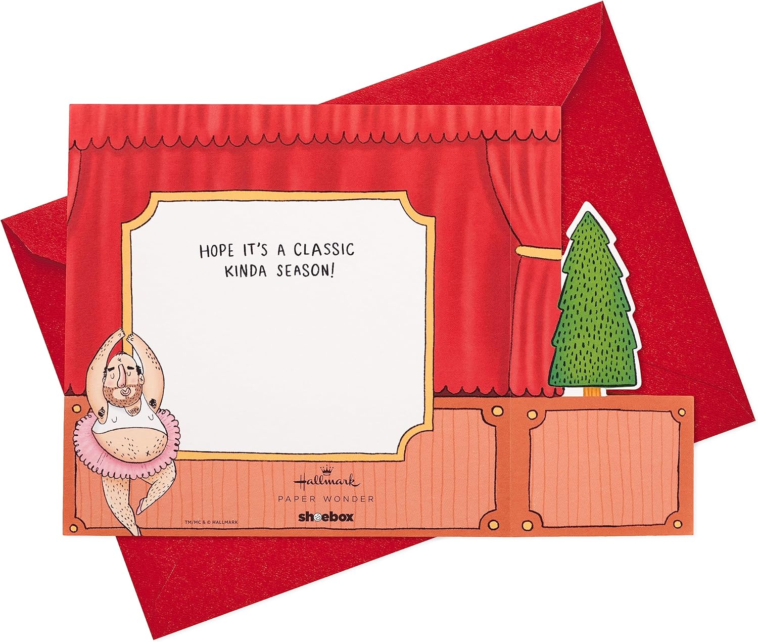 Hallmark Paper Wonder Shoebox – Tarjeta de Navidad divertida desplegable (Butt Cracker)