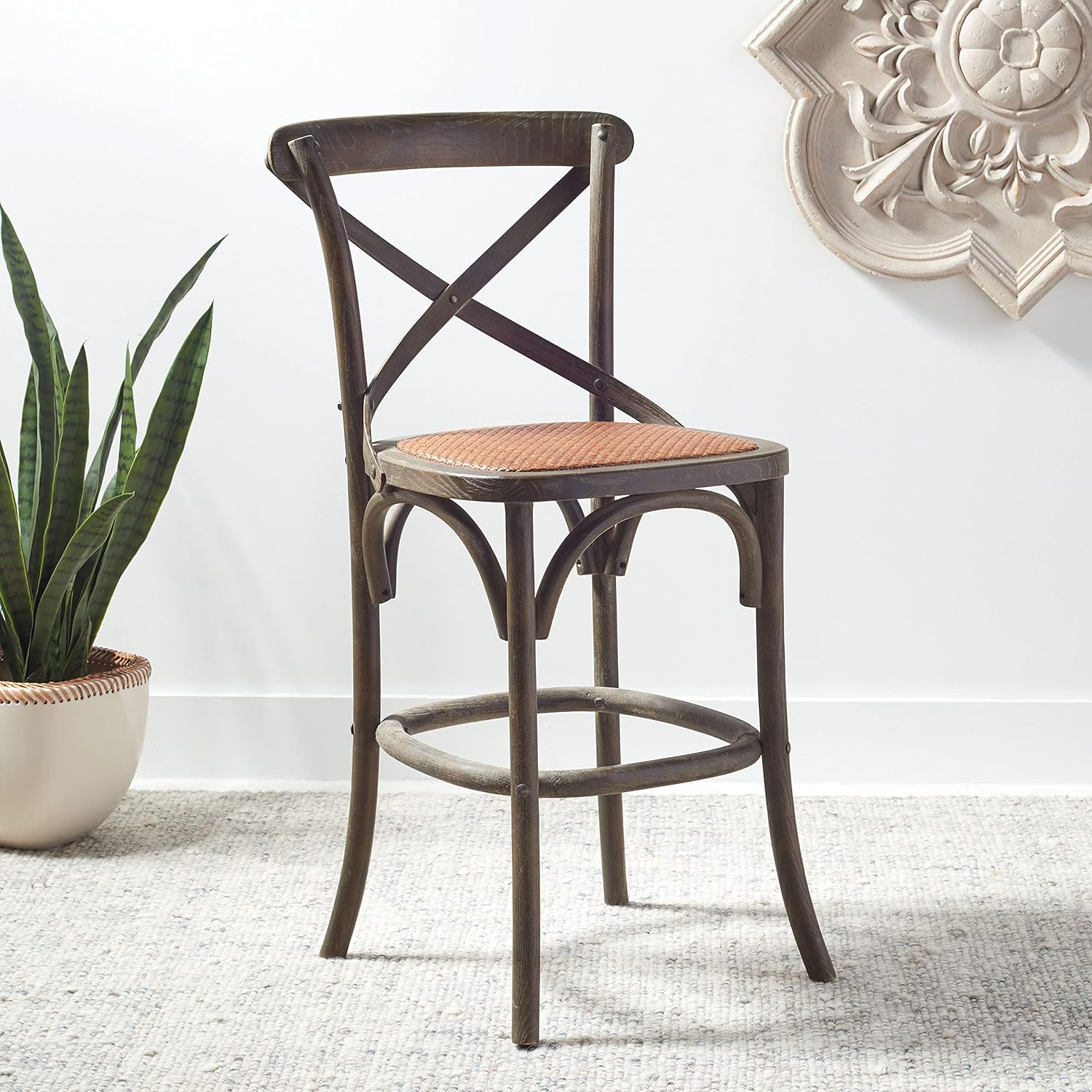 Safavieh Home Collection Franklin Weathered Grey Taburete para mostrador de 24 pulgadas (totalmente montado)