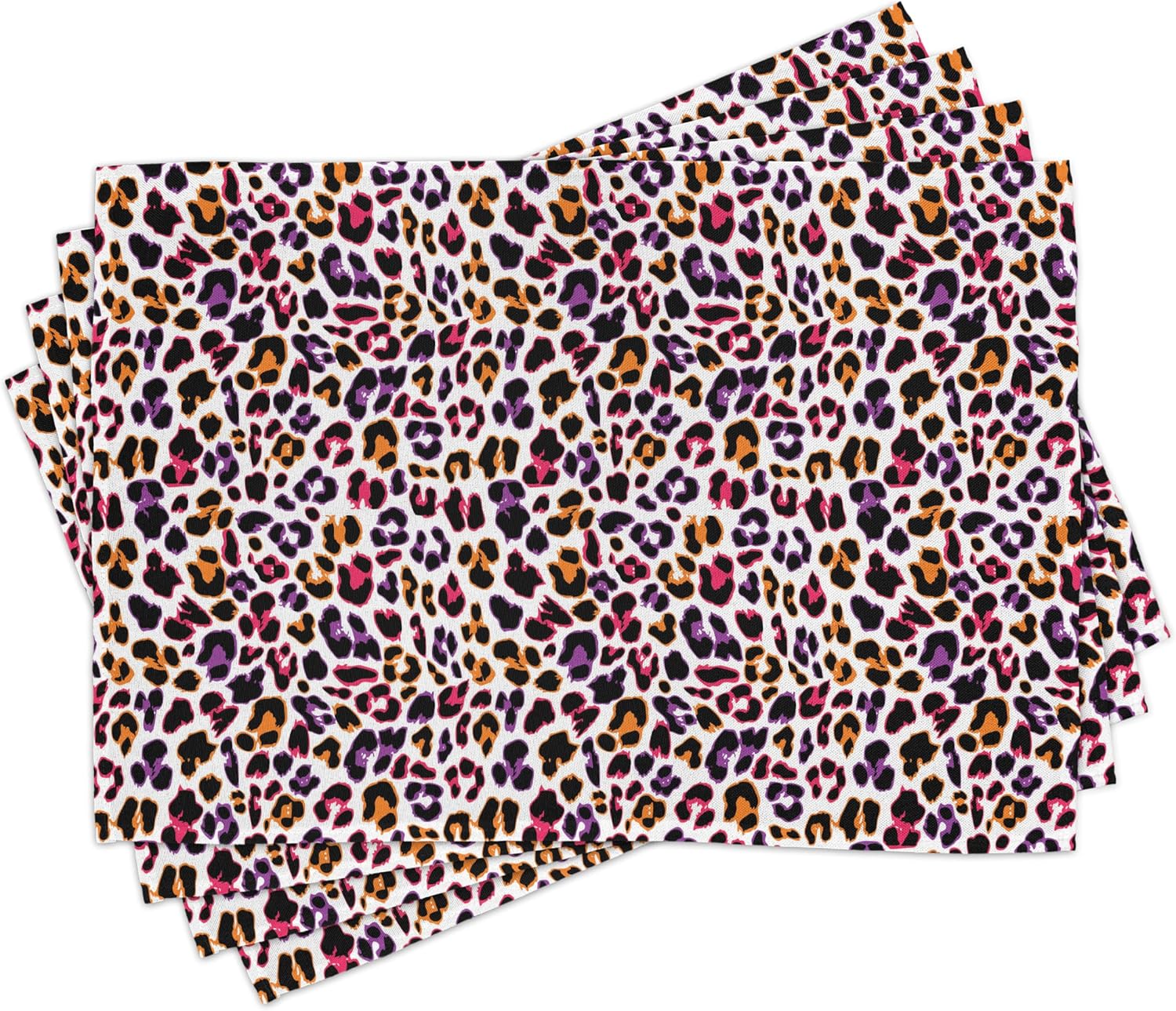 Ambesonne Camino de mesa africano y manteles individuales, diseño de piel de leopardo con patrón abstracto de camuflaje de animales de sabana, juego