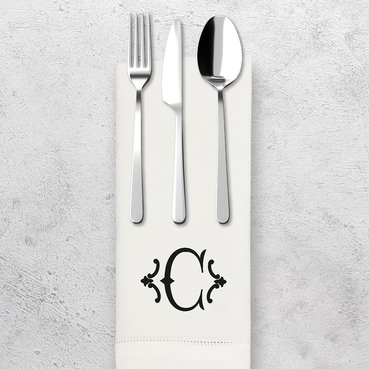 Servilletas de mesa de algodón de alta calidad con inicial bordada, paquete de 4, 20 x 20 pulgadas, lavables, diseño de vainica, elegantes