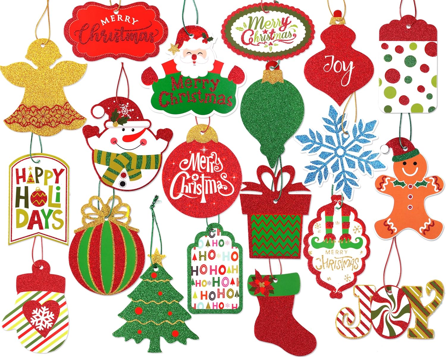 Giiffu 80 etiquetas de Navidad, etiquetas de regalo de Papá Noel de Navidad, etiquetas de regalo de papel con purpurina, etiquetas de nombre