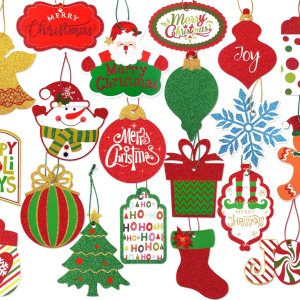 Giiffu 80 etiquetas de Navidad, etiquetas de regalo de Papá Noel de Navidad, etiquetas de regalo de papel con purpurina, etiquetas de nombre Giiffu 80 etiquetas de Navidad, etiquetas de regalo de Papá Noel de Navidad, etiquetas de regalo de papel con purpurina, etiquetas de nombre