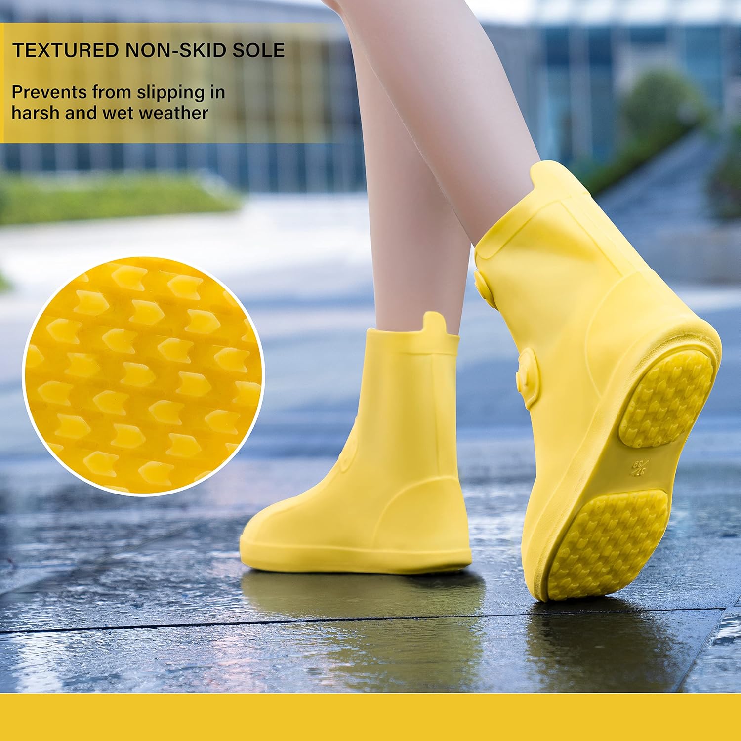 Cubiertas para zapatos de lluvia  Fundas impermeables para zapatos para hombres y mujeres  Cubrezapatos reutilizables, Amarillo