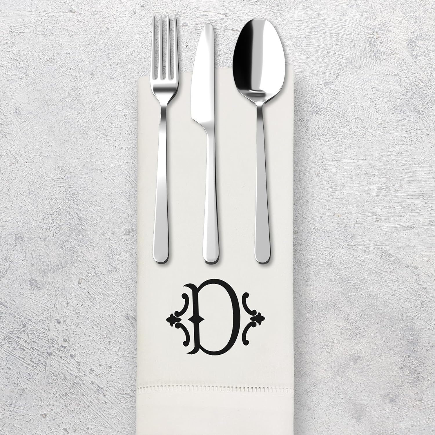 Servilletas de mesa de algodón de alta calidad con inicial bordada, paquete de 4, 20 x 20 pulgadas, lavables, diseño de vainica, elegantes