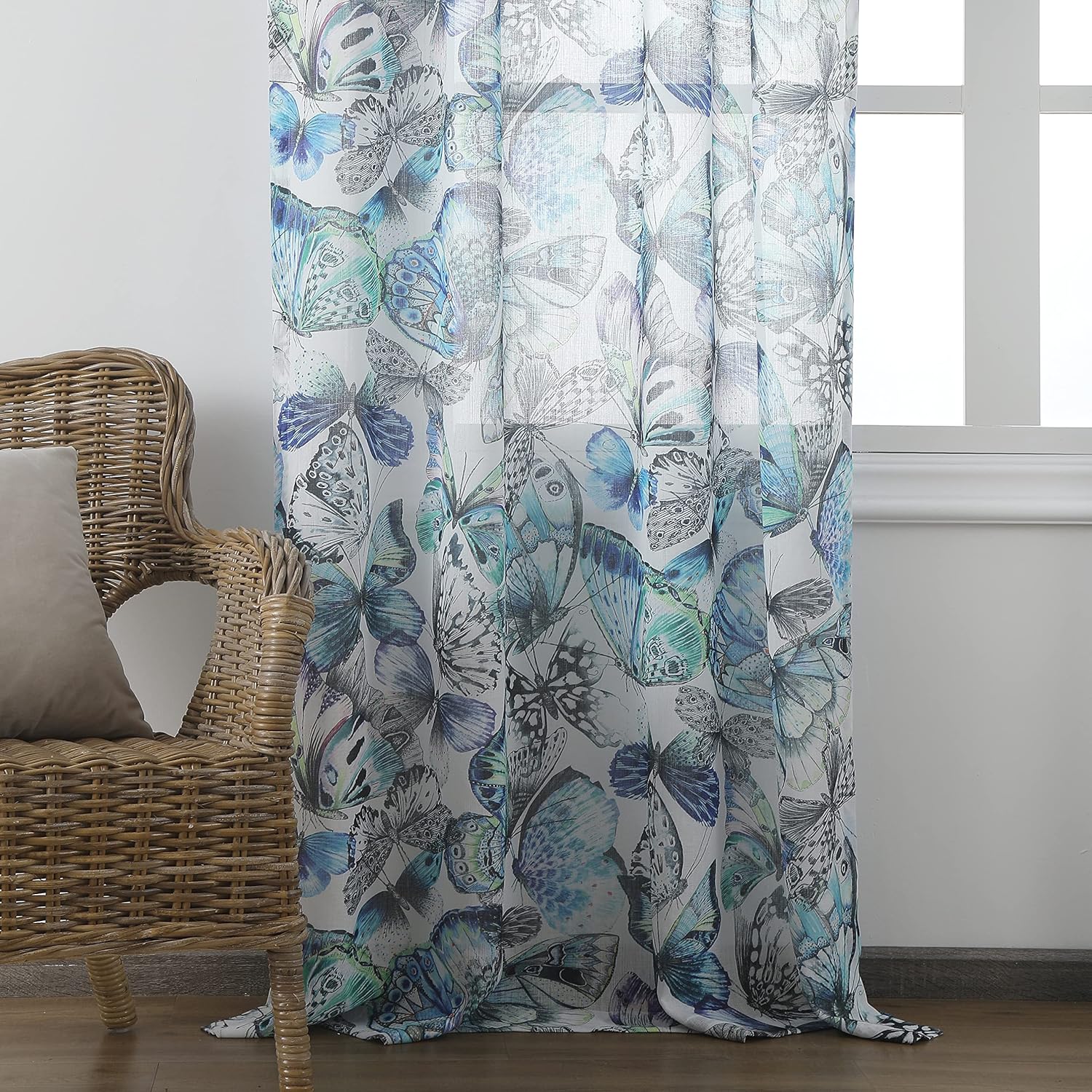 ILUOGUDU Cortinas semitraslúcidas de 84 pulgadas de largo para sala de estar, dormitorio, casa de campo, cortinas texturizadas de lino con textura,