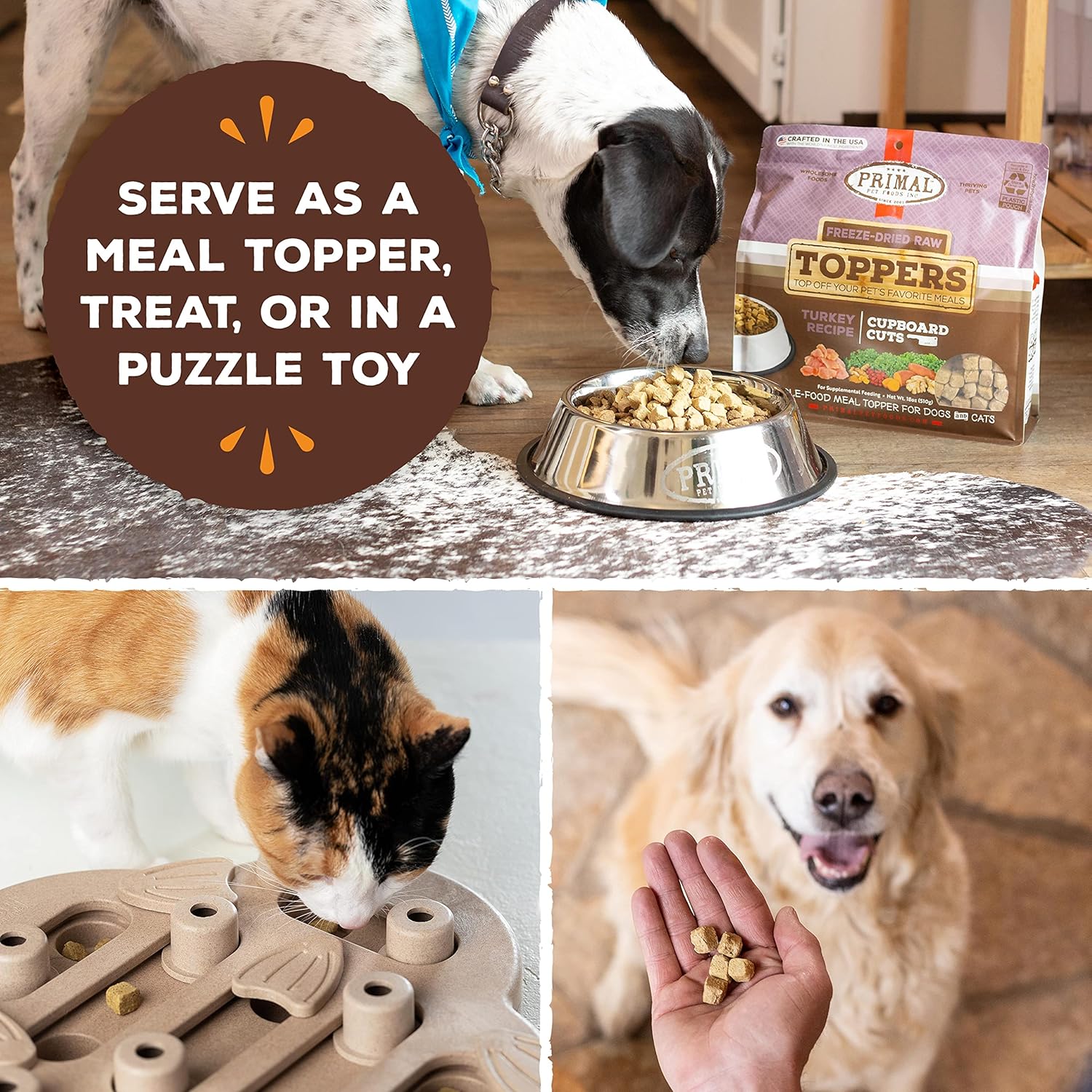 Primal Cabinet Cuts – Alimento crudo liofilizado para gatos y perros, mezclador de comidas sin granos para perros y gatos (pollo, 18 onzas)