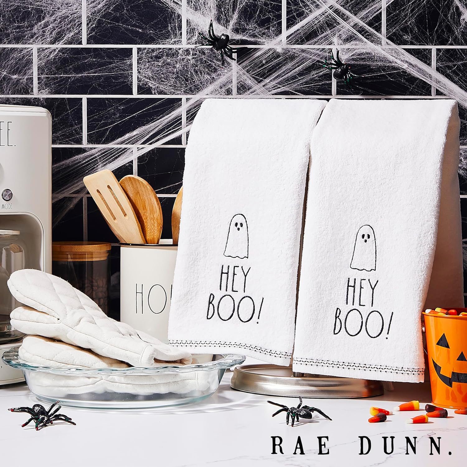 Rae Dunn Toallas de mano, toalla de mano decorativa bordada para cocina y baño, 100% algodón, altamente absorbente, paquete de 2, 16 x 26 pulgadas,