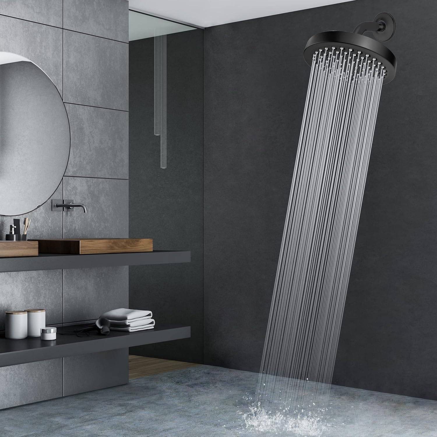 Voolan Brazo de ducha con brida y cinta de teflón, brazo de extensión para cabezal de ducha fijo de baño, acero inoxidable sólido, montado en la