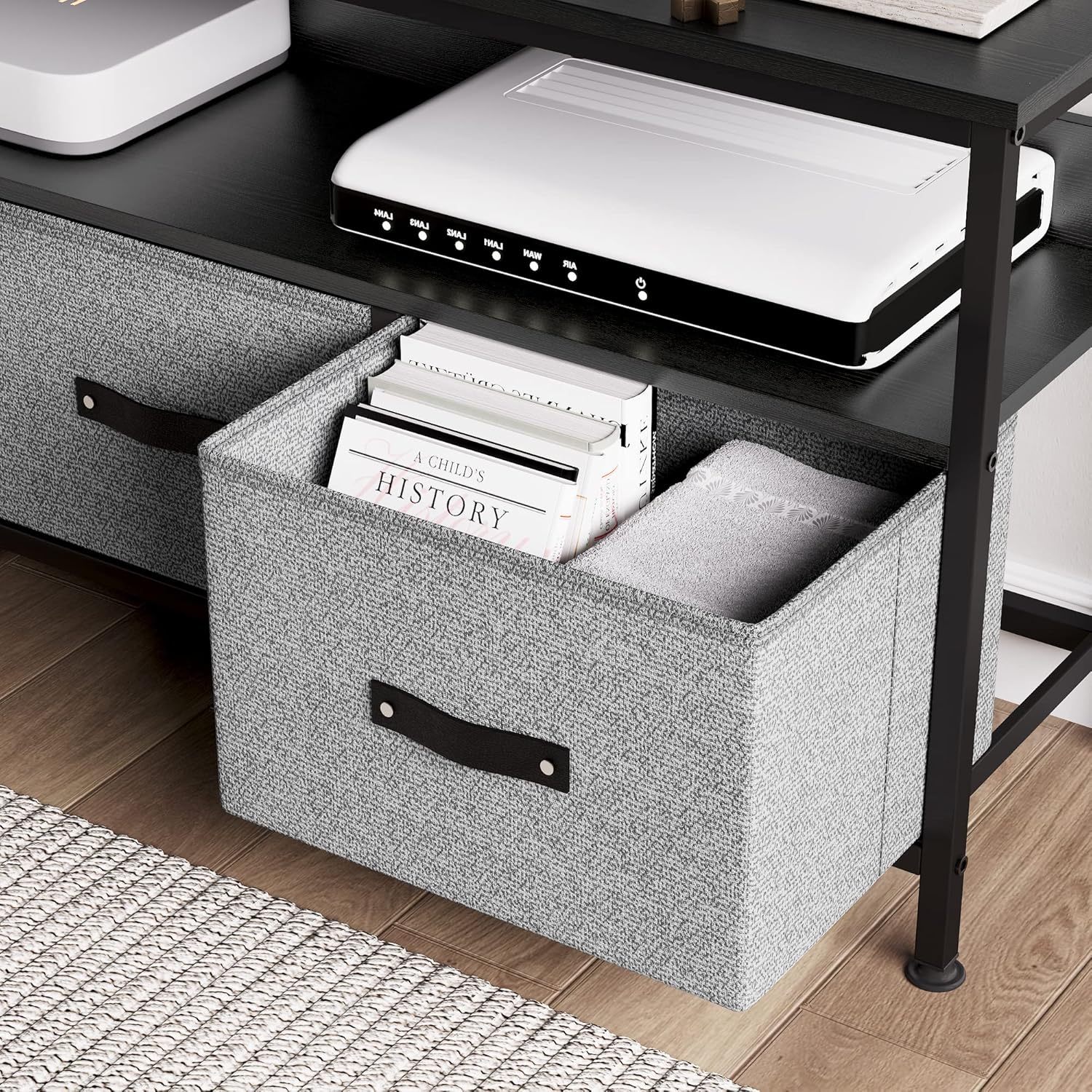 IDEALHOUSE Mueble de TV con almacenamiento, centro de entretenimiento con almacenamiento, soporte de TV de 55 pulgadas para dormitorio, soporte de