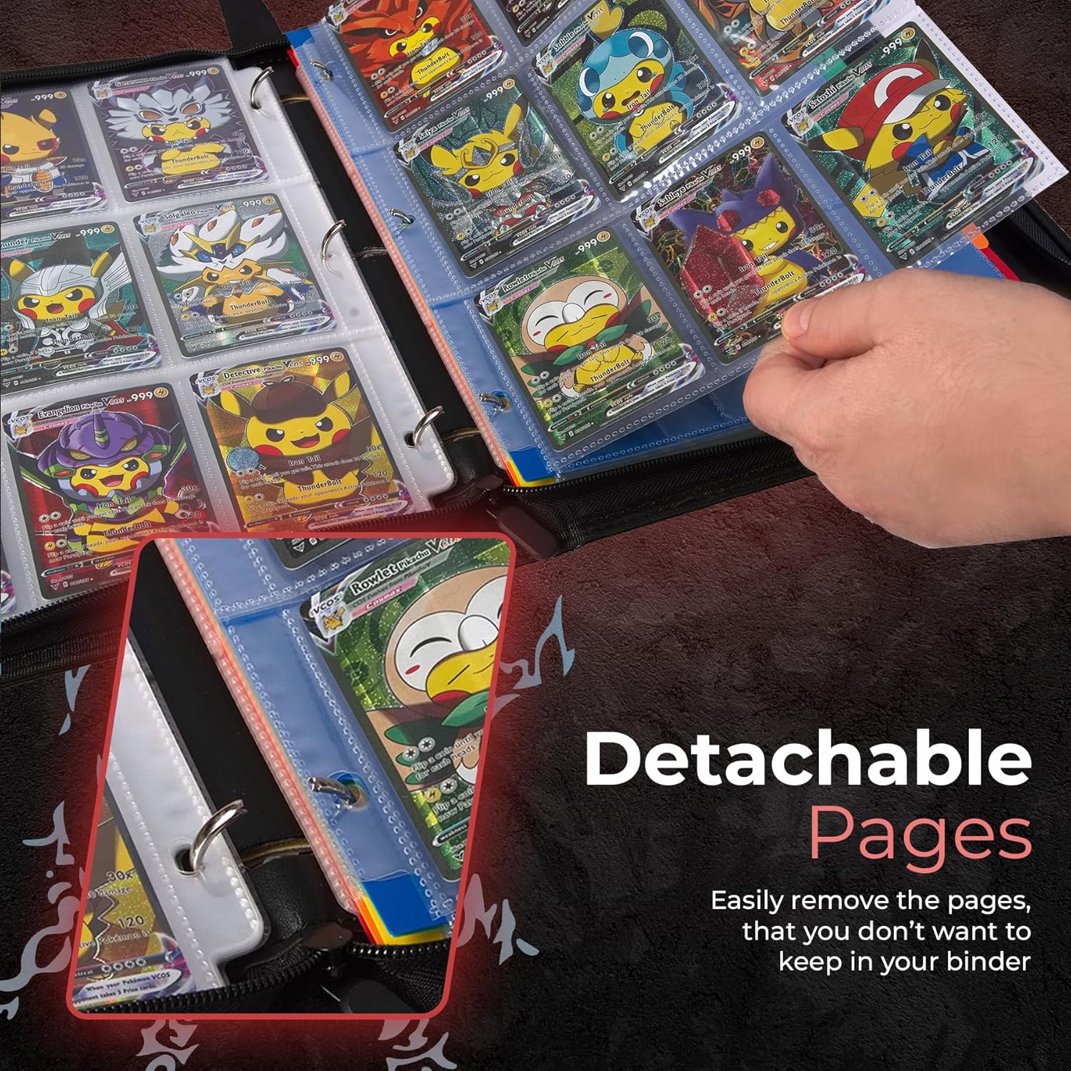 Carpeta de tarjetas de anime con divisores, soporte para tarjetas coleccionables TCG compatible con tarjetas Naruto, 900 bolsillos para colección