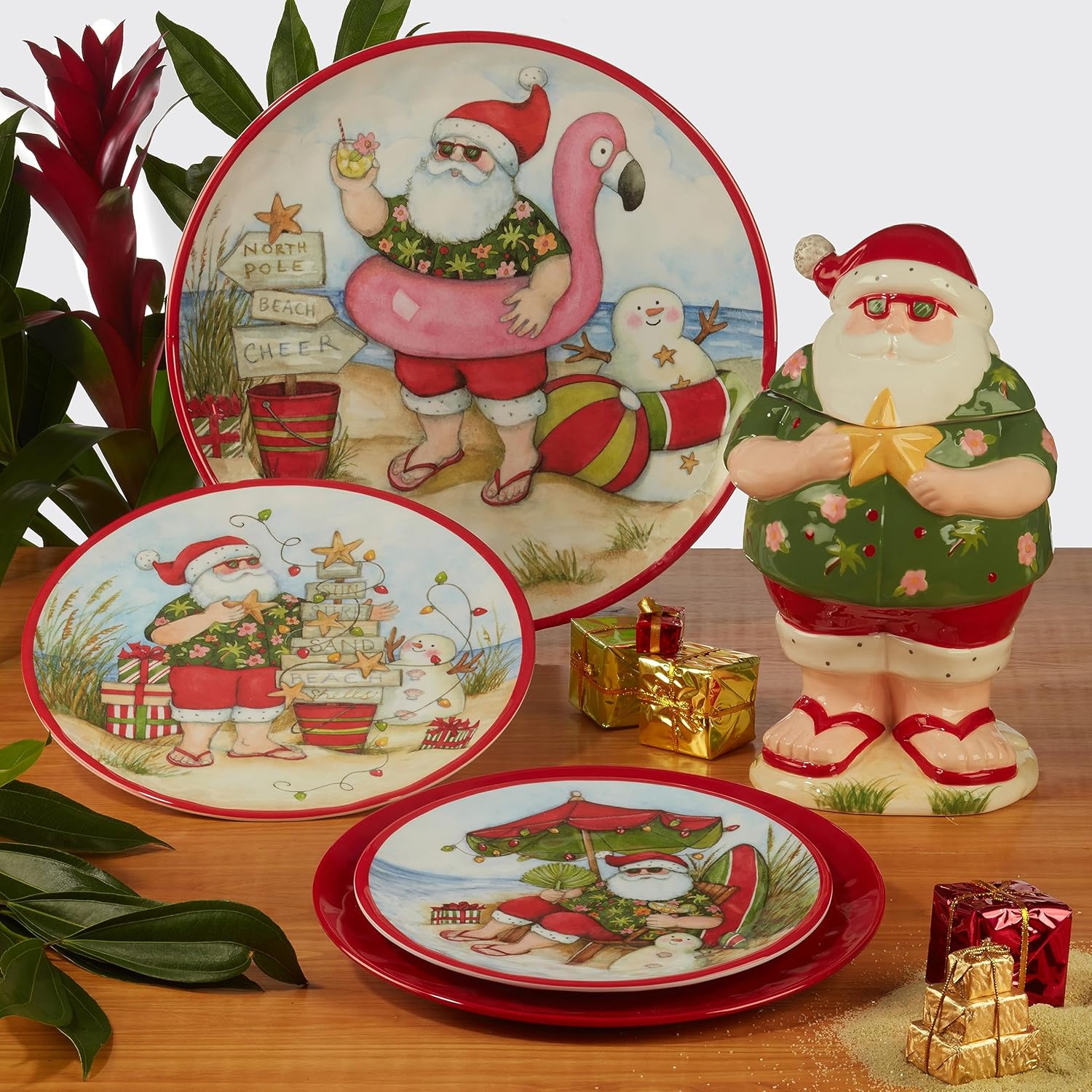 Certified International Santa’s Wish – Juego de vajilla de melamina de 12 piezas, servicio para 4, multicolor