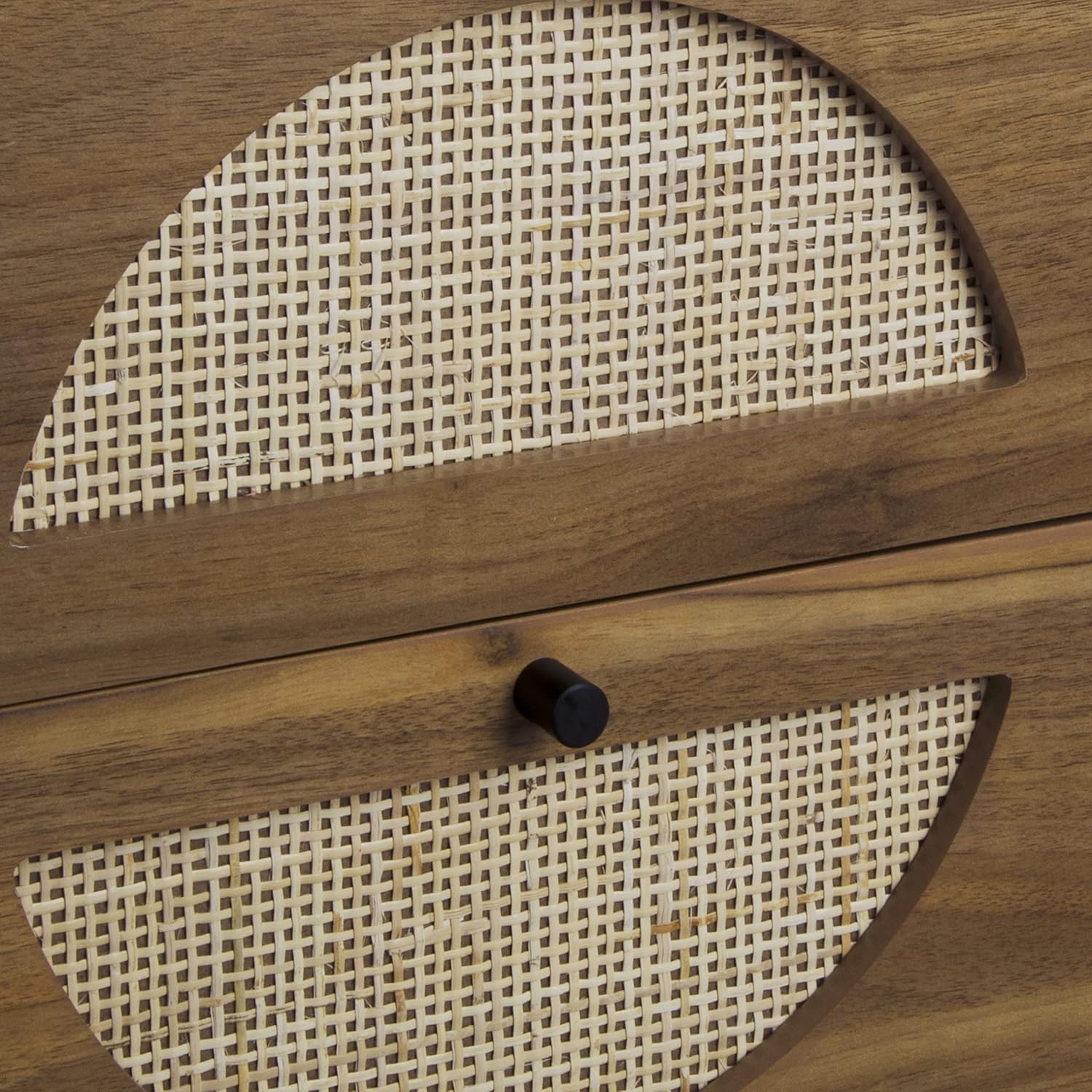 ORRD Juego de 2 mesitas de noche de ratán con cajones de almacenamiento, mesa auxiliar de madera para decoración del hogar para sala de estar,