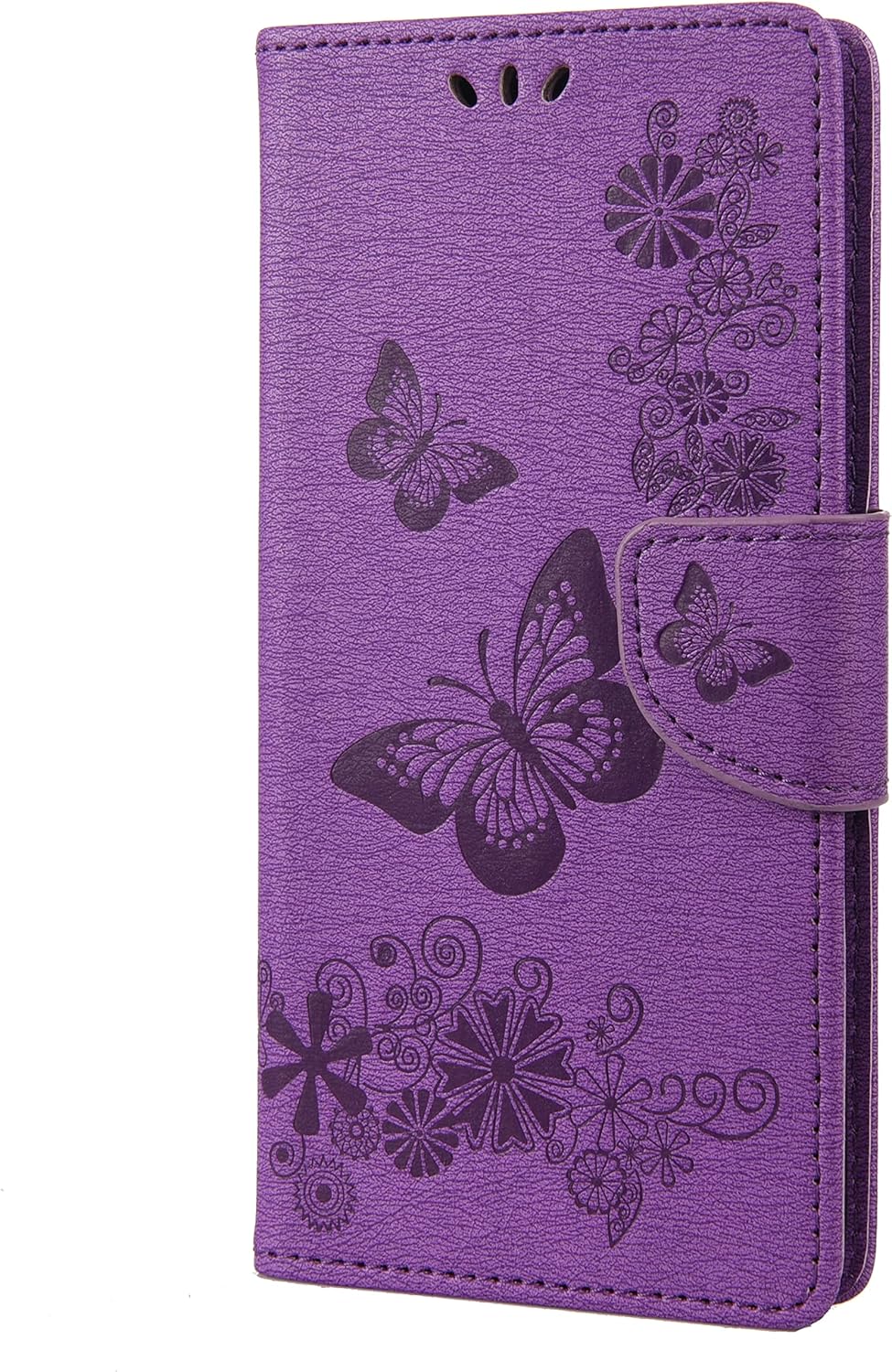 Mavis’s Diary Compatible con Motorola Moto E40 Moto E30 Moto E20 Funda cartera con tarjetero de cuero con relieve de mariposa con cierre magnético,