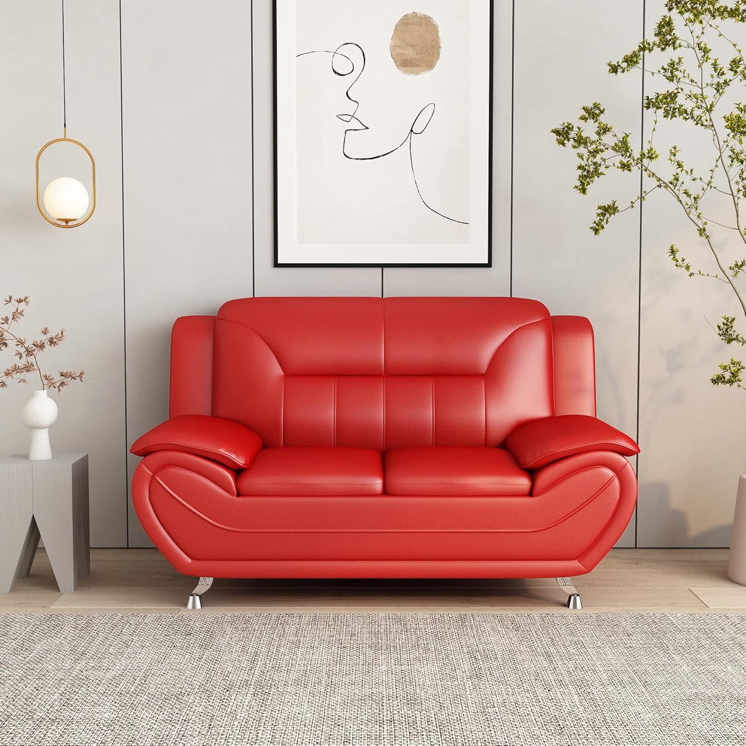 US Pride Furniture Michael Collection – Sofá de piel sintética de estilo moderno, versátil pieza decorativa de 2 plazas para sala de estar,
