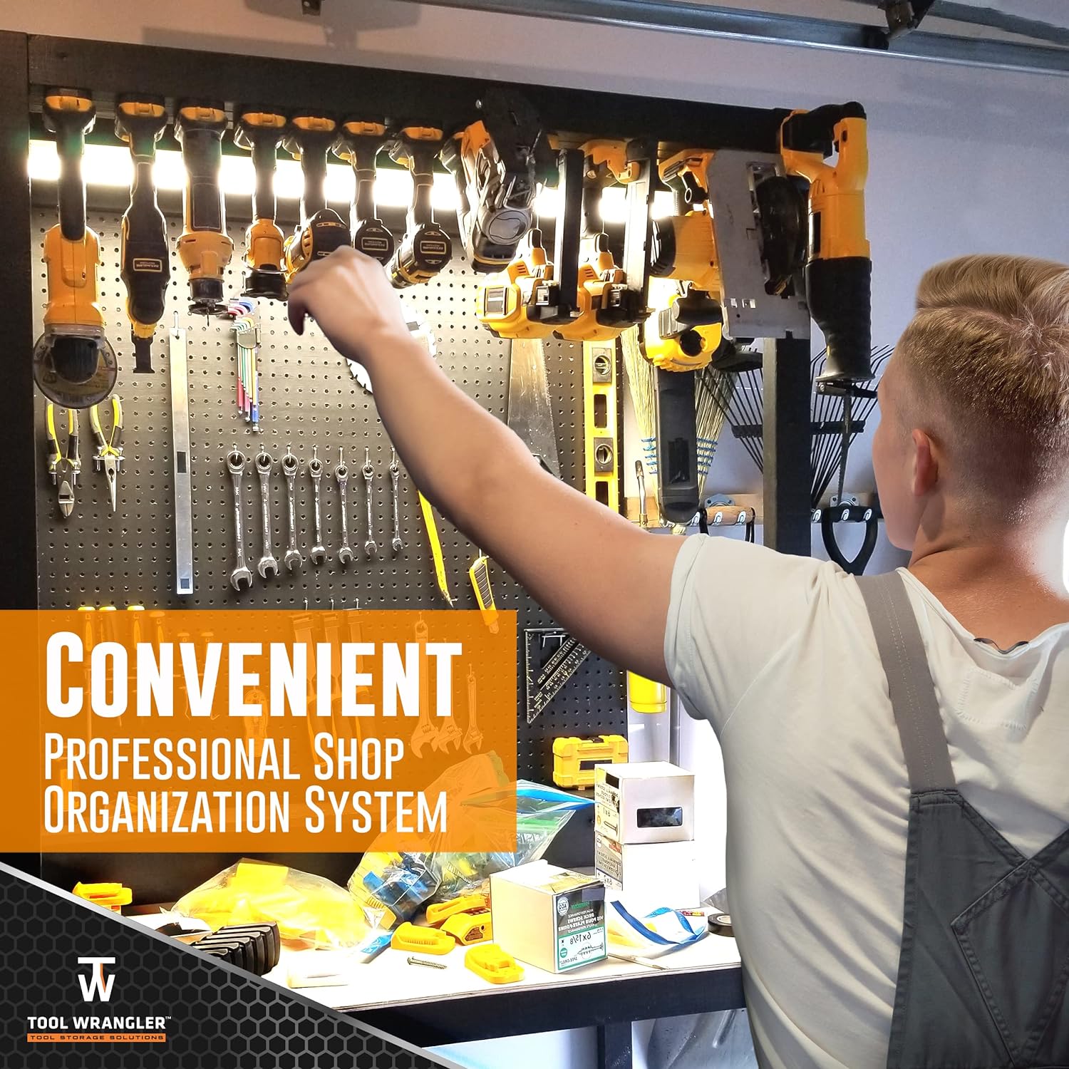 Tool Wrangler Organización para herramientas y baterías Dewalt de 20 V – Negro 8 piezas Combo 5+3  5 portaherramientas Dewalt + 3 soportes de