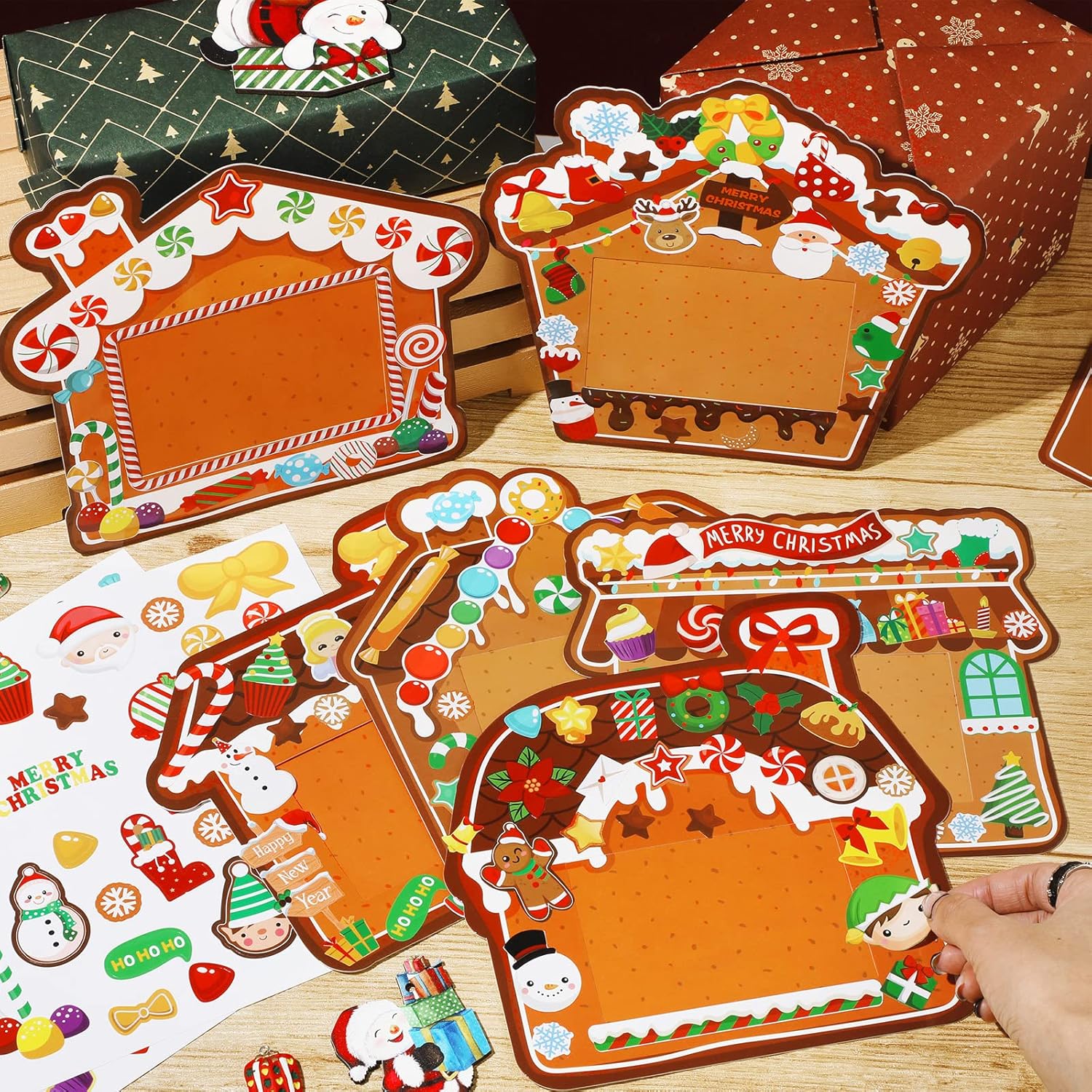 Funrous Marco de fotos de Navidad, caja de regalo, marco de fotos, adornos para colgar, marco de fotos, juego de manualidades, adornos de fotos para