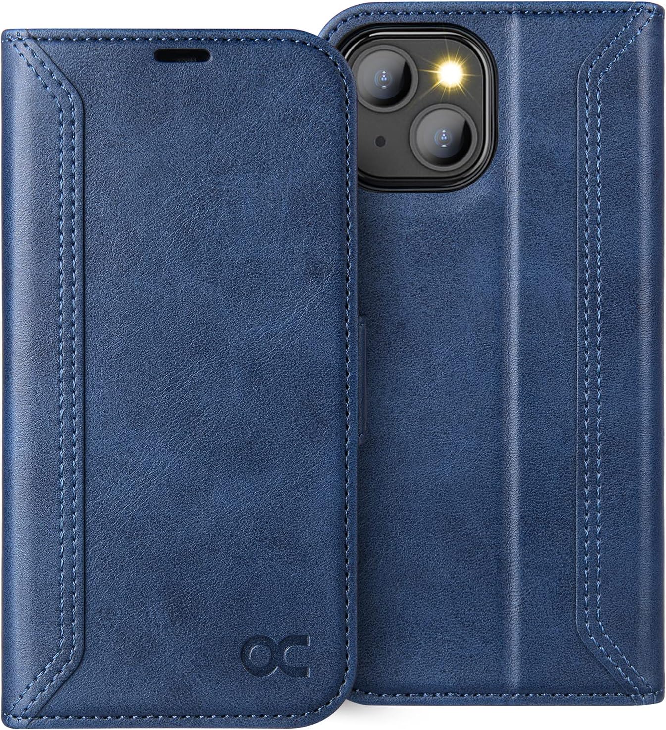 OCASE Funda tipo cartera de la serie Retro compatible con iPhone 14 con tarjeteros bloqueo RFID carcasa interior de TPU soporte Funda de piel