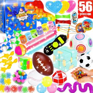 Paquete de 56 juguetes para la ansiedad, juego de recuerdos de fiesta, caja del tesoro para el aula, cofre premio, piñata, autismo, estrés, Paquete de 56 juguetes para la ansiedad, juego de recuerdos de fiesta, caja del tesoro para el aula, cofre premio, piñata, autismo, estrés,