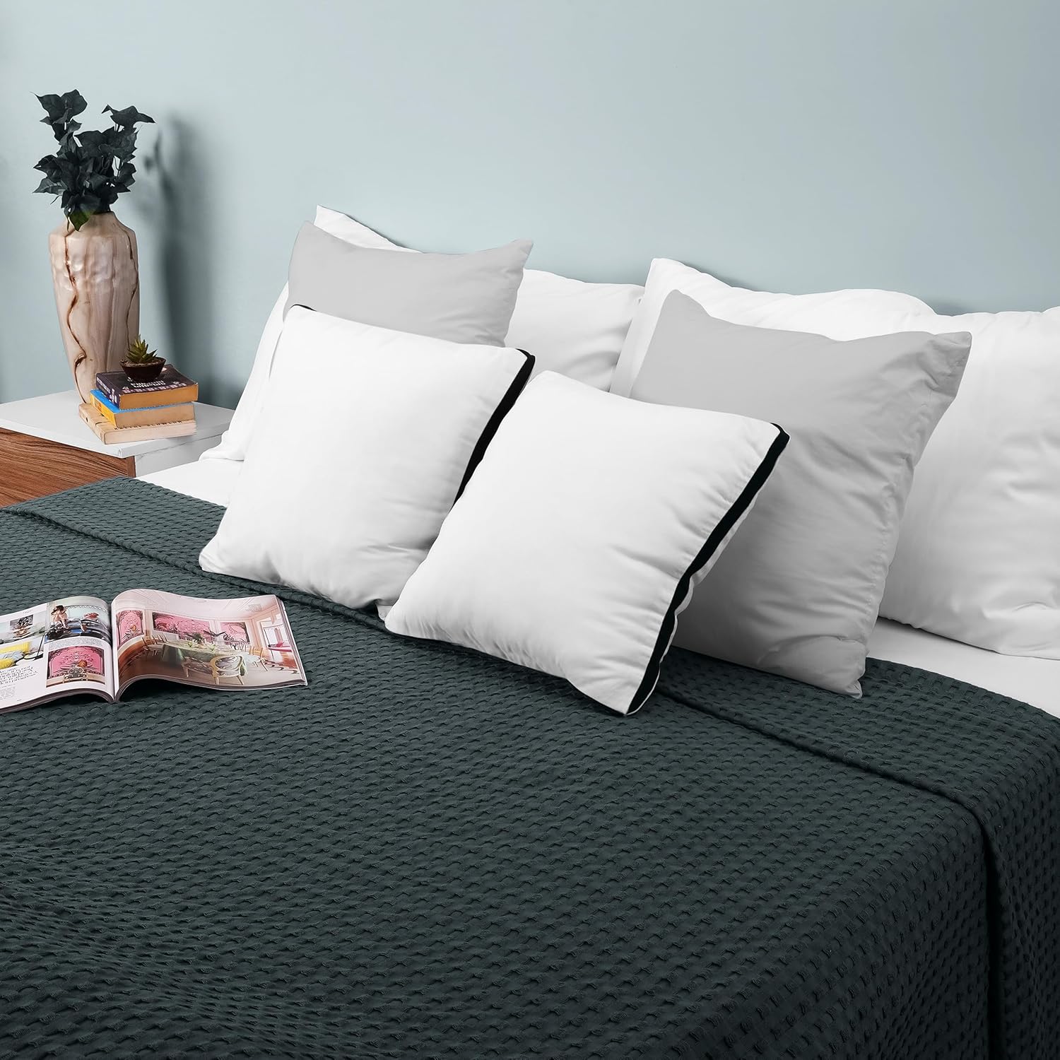 Utopia Bedding Juego de 2 almohadas decorativas con refuerzo, 18 x 18 pulgadas (blanco), para cama y sofá, relleno para sofá