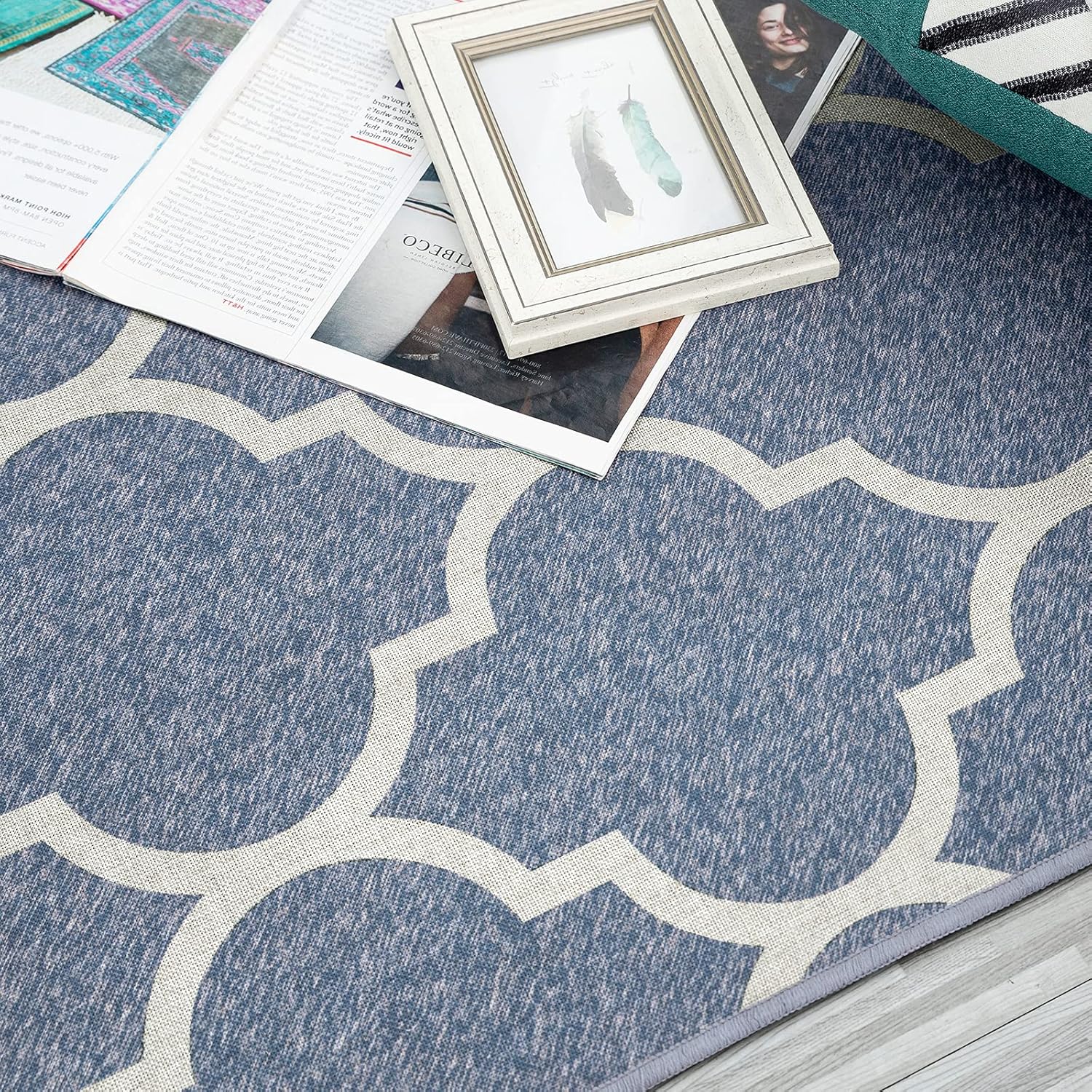 COLLACT Alfombra de área de 3 x 5 pies, alfombra de cocina, alfombra marroquí, alfombra geométrica para interiores, tapete suave de cuadrícula